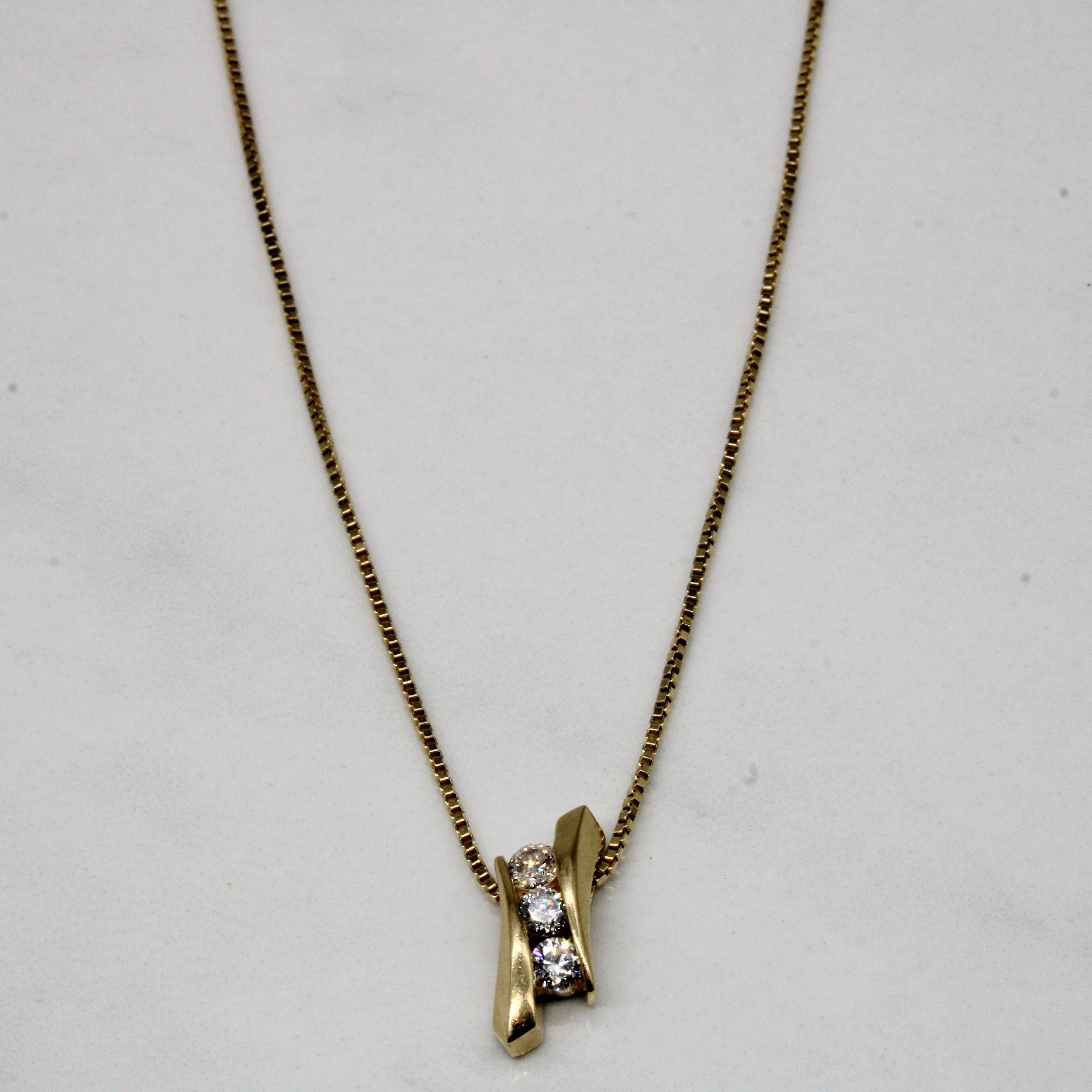 Diamond Three Stone Necklace | 0.25ctw | 18" |