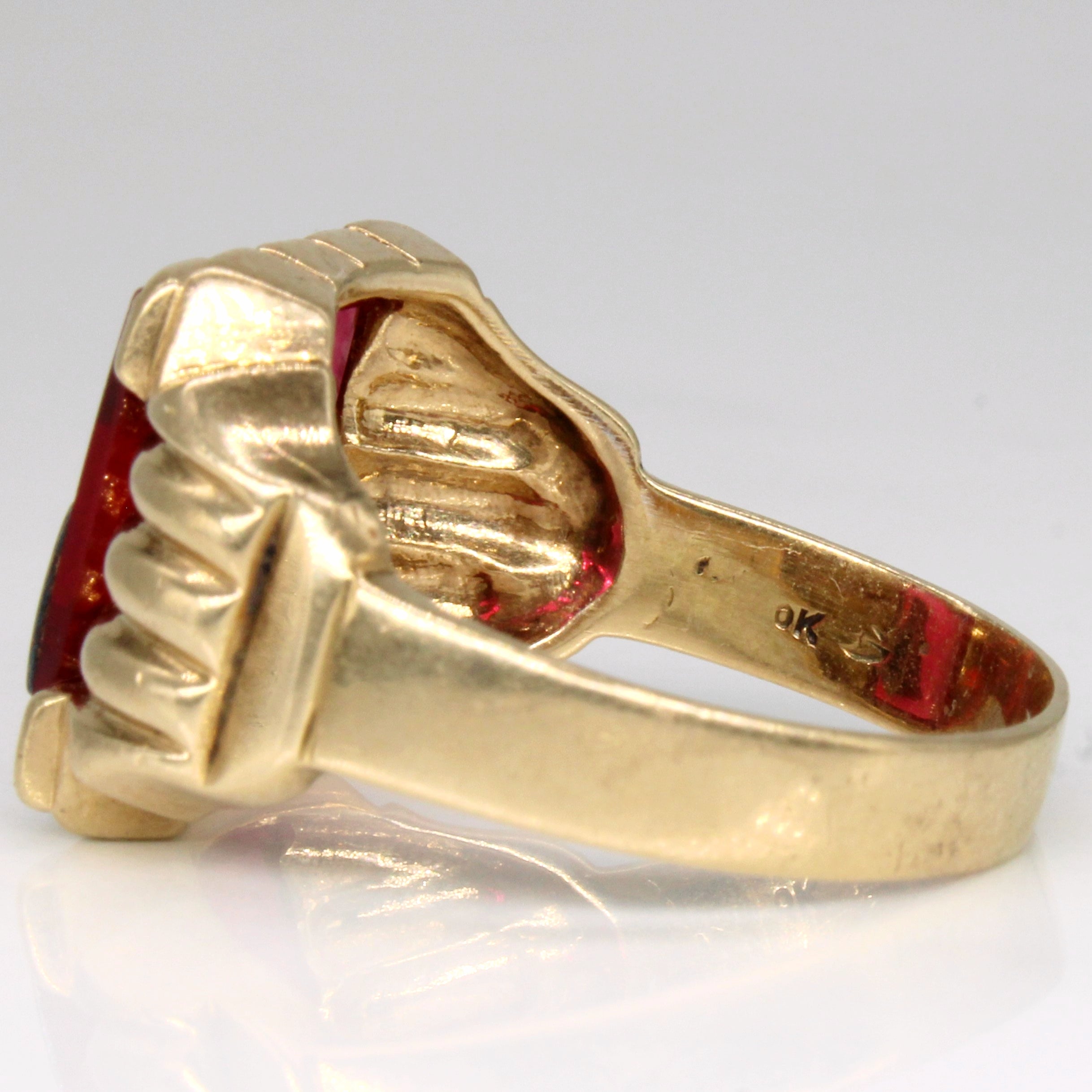 Synthetic Ruby & Diamond 'J' Initial Ring | 5.00ct, 0.01ct | SZ 11 |