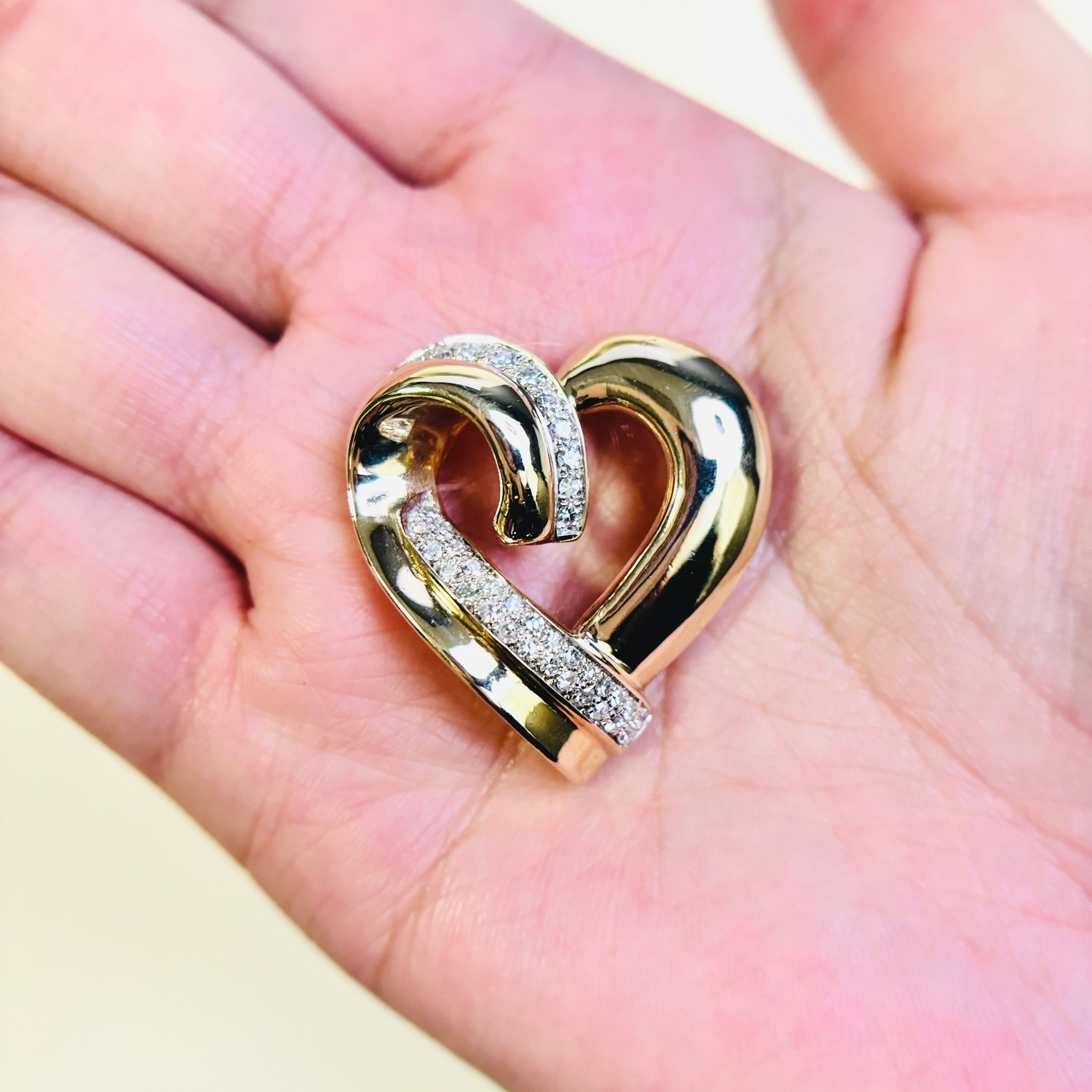 14K Yellow Gold Heart Shaped Diamond Pendant | 0.63ctw