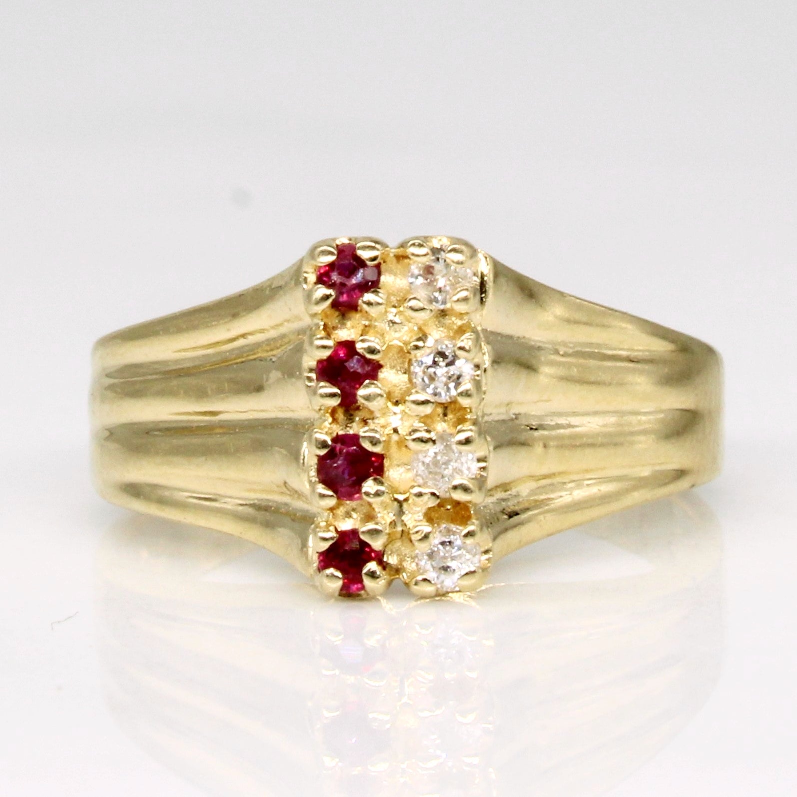 Diamond & Ruby Cocktail Ring | 0.04ctw, 0.04ctw | SZ 2.75 |