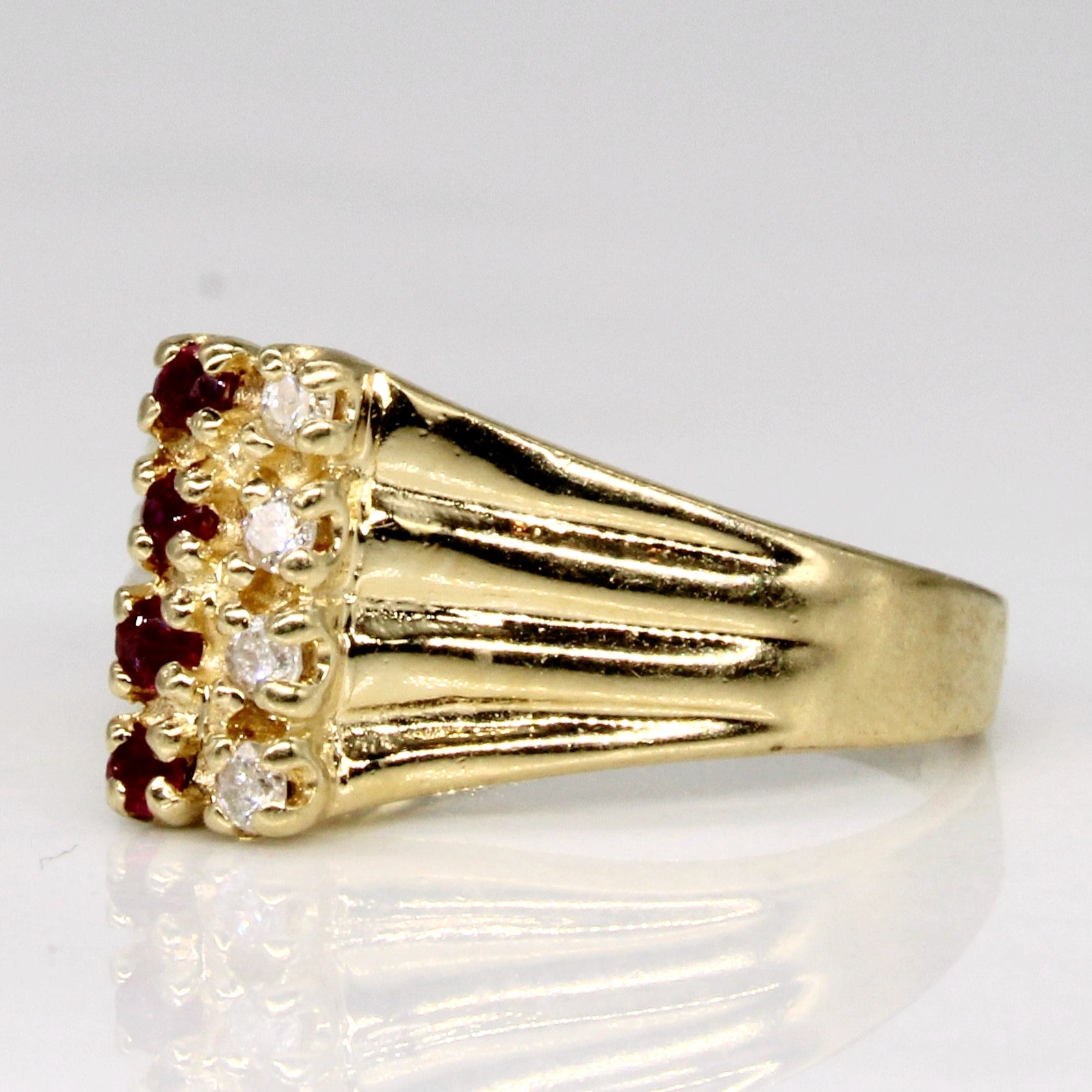 Diamond & Ruby Cocktail Ring | 0.04ctw, 0.04ctw | SZ 2.75 |