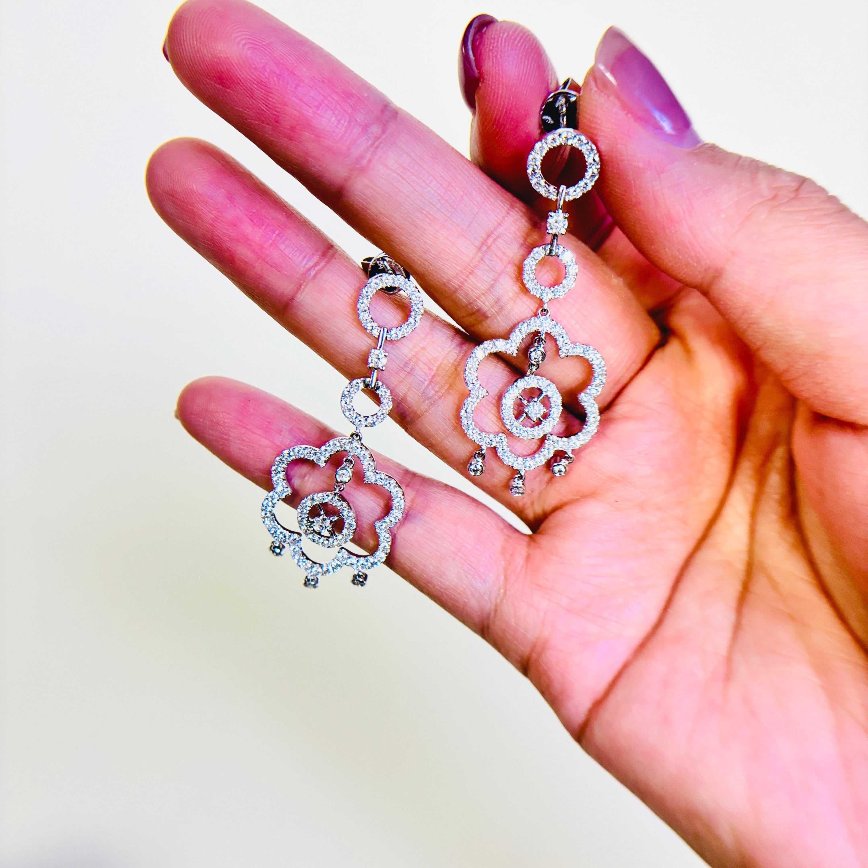 14k White Gold Drop Diamond Earrings | 1.69ctw