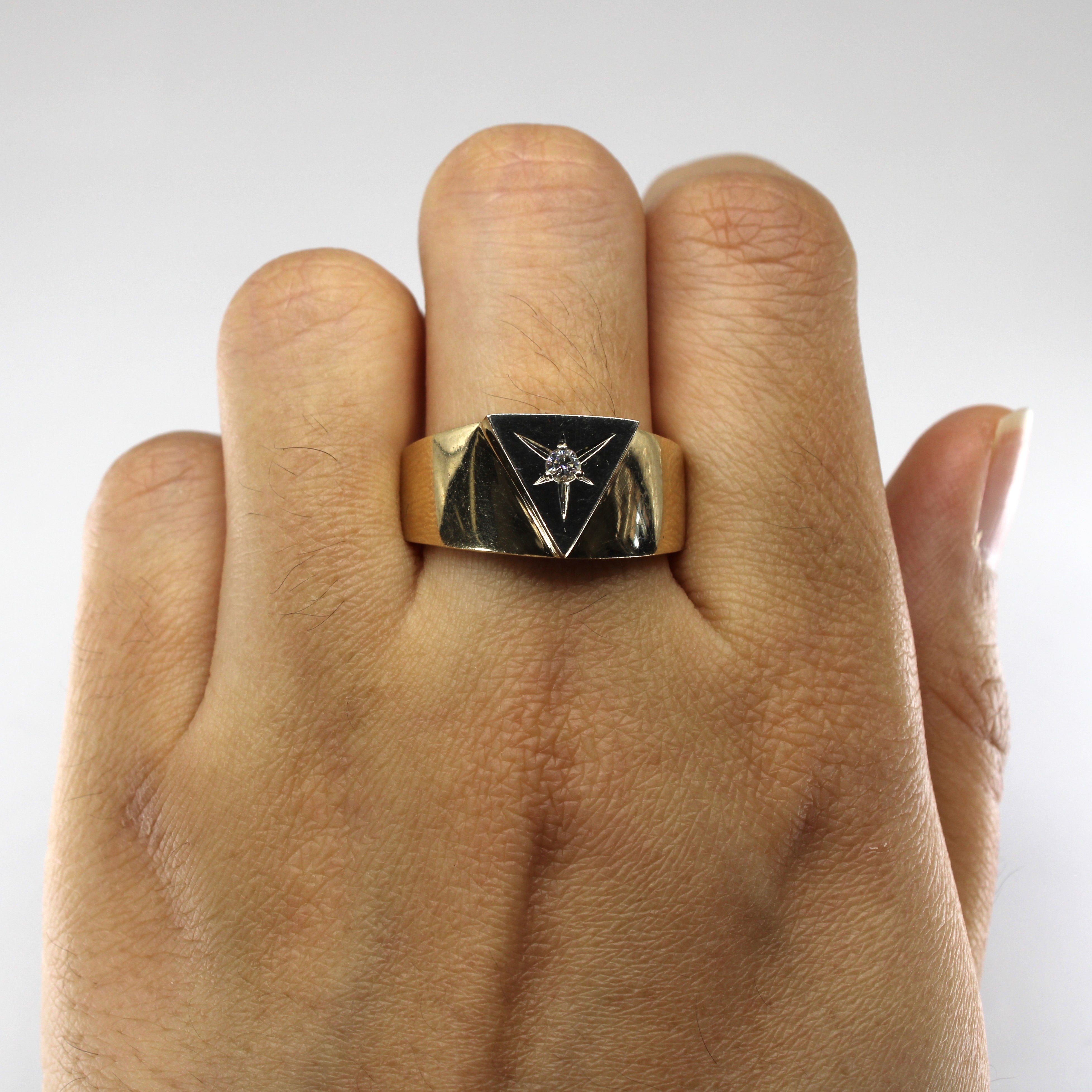 Solitaire Diamond Solid Gold Ring | 0.05ct | SZ 10 |
