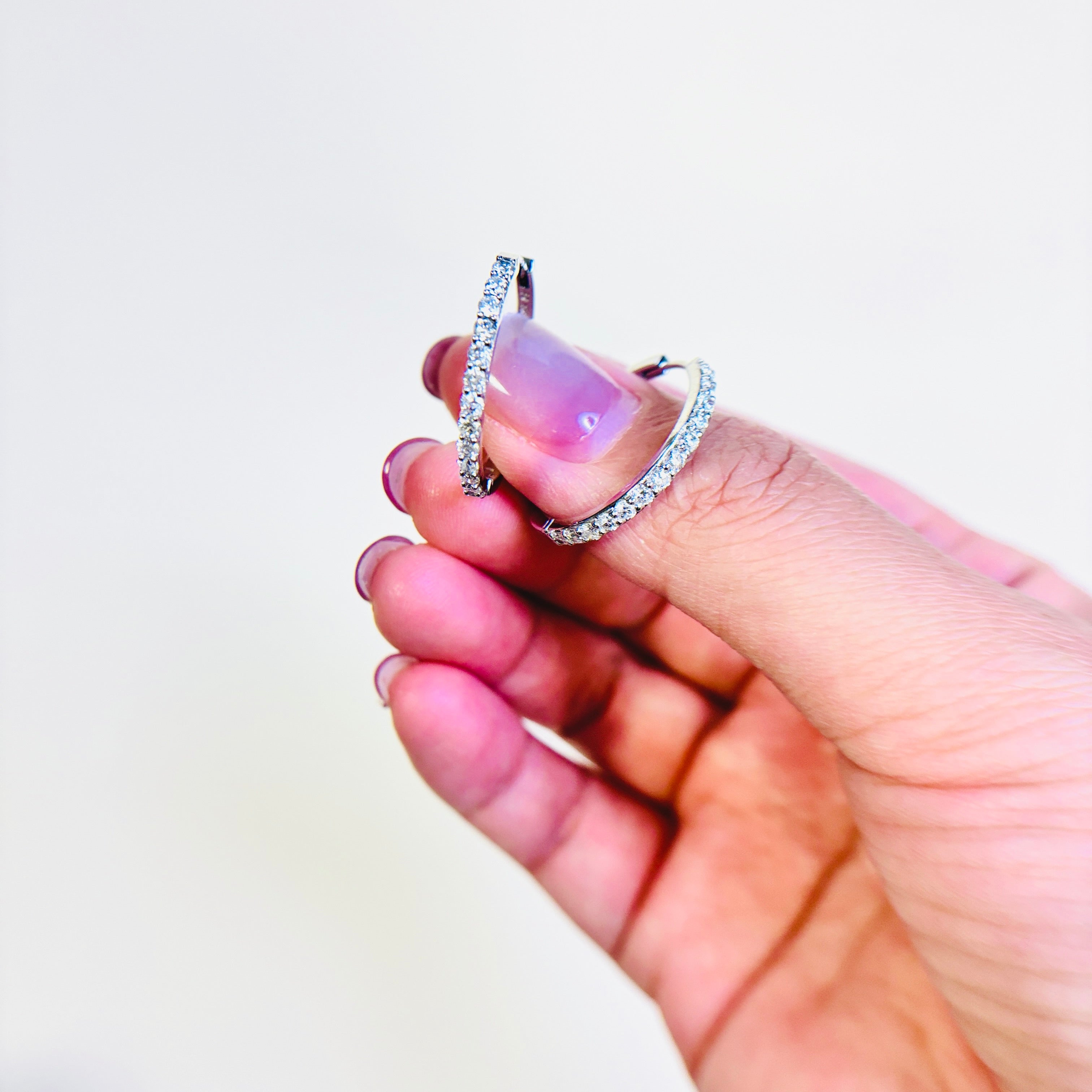 14k White Gold Diamond Huggie Earrings | 0.32ctw