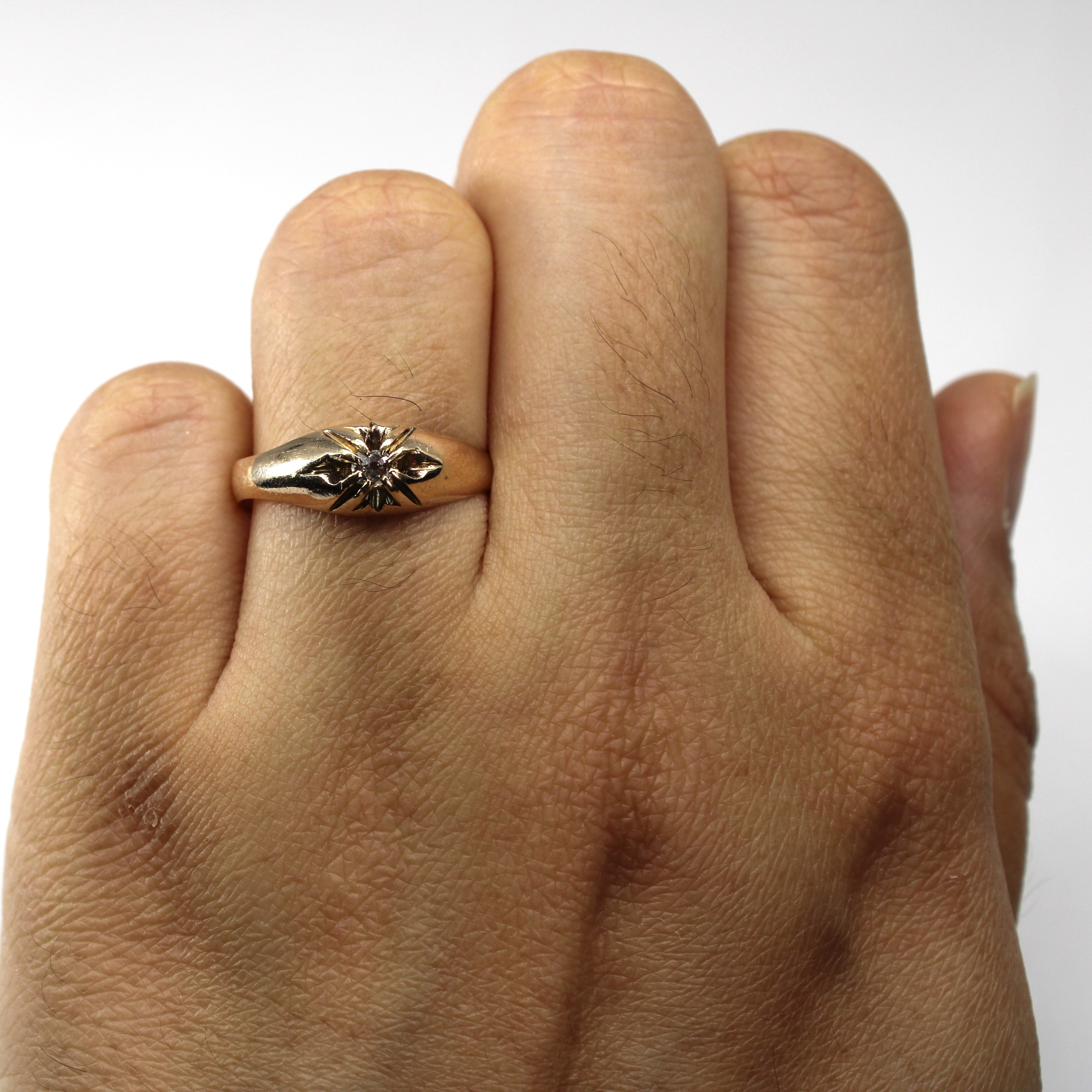 Antique 15k Claw Set Old Mine Diamond Ring | 0.09ct | SZ 7.25 |