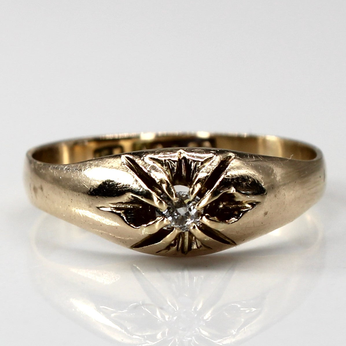 Antique 15k Claw Set Old Mine Diamond Ring SZ - Main Image