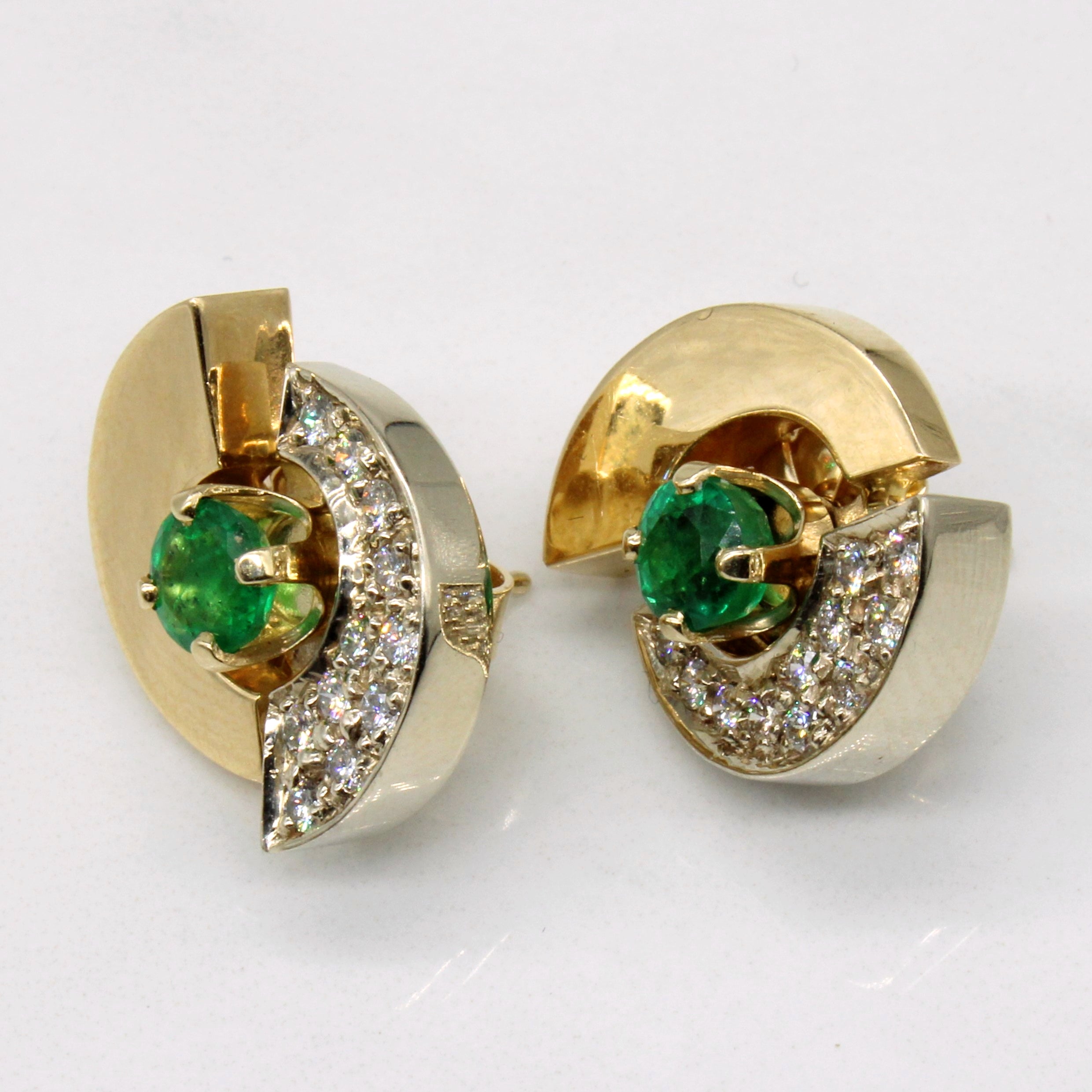 Emerald & Diamond Earrings | 0.55ctw, 0.22ctw |