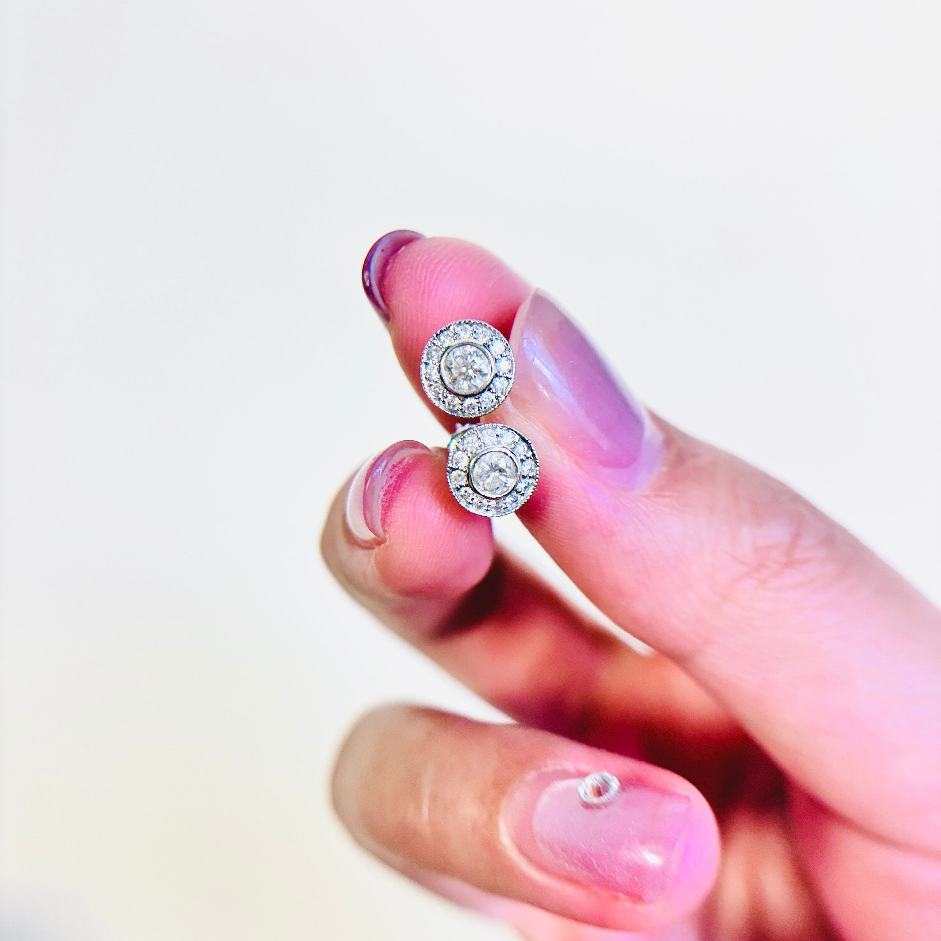 10k White Gold Cluster Diamond Earrings | 0.57ctw