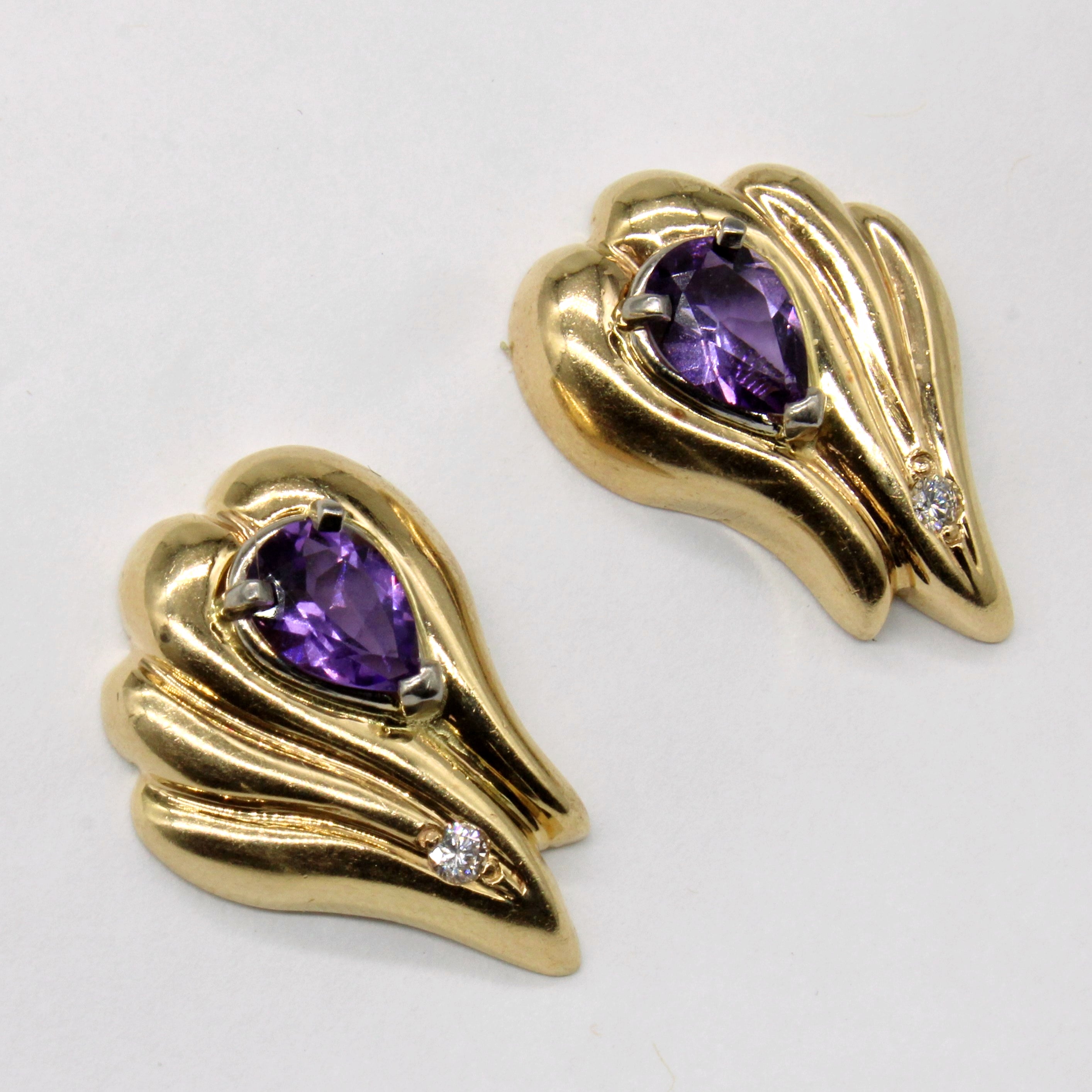 Amethyst & Diamond Earrings | 1.00ctw, 0.02ctw |