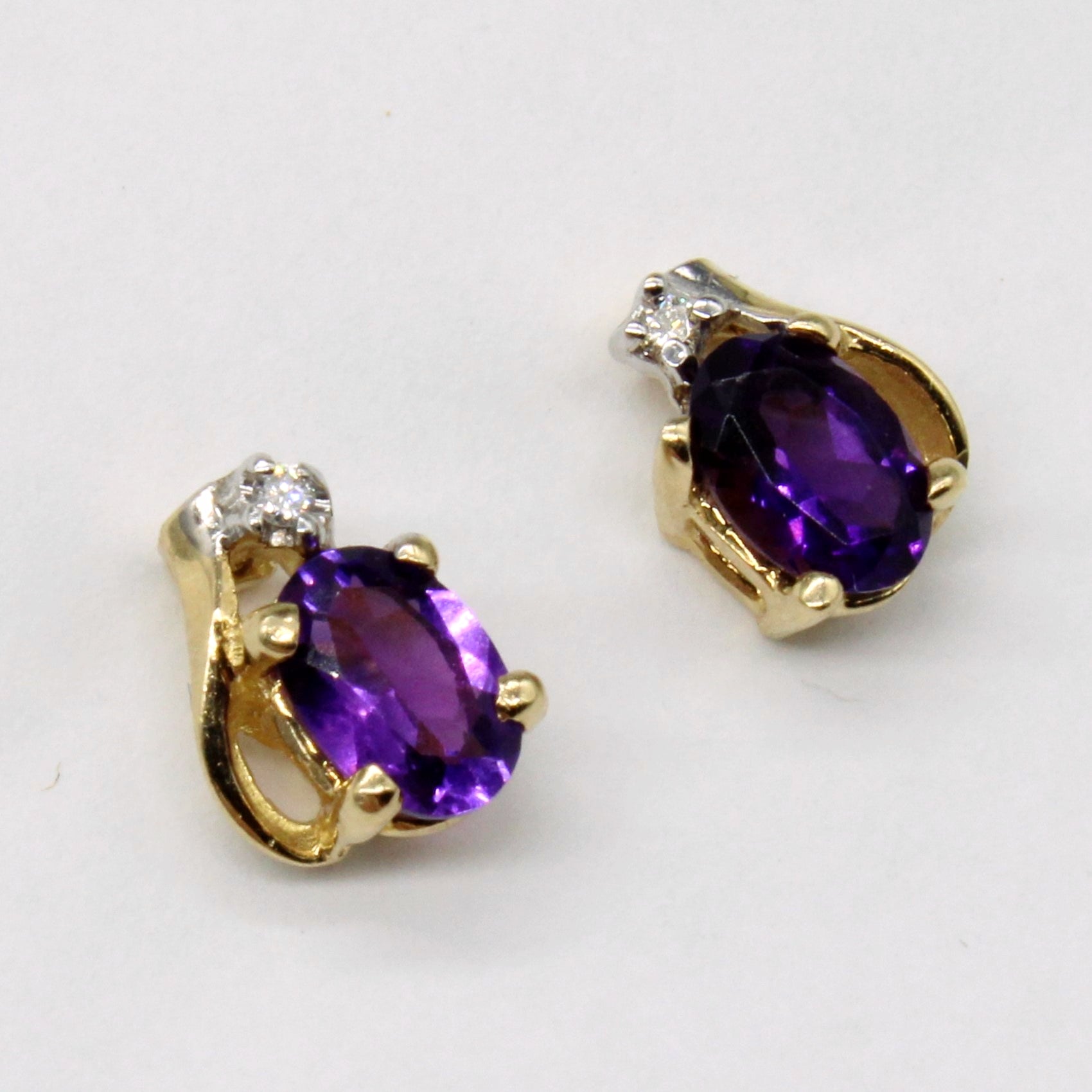 Amethyst & Diamond Earrings | 0.60ctw, 0.02ctw |