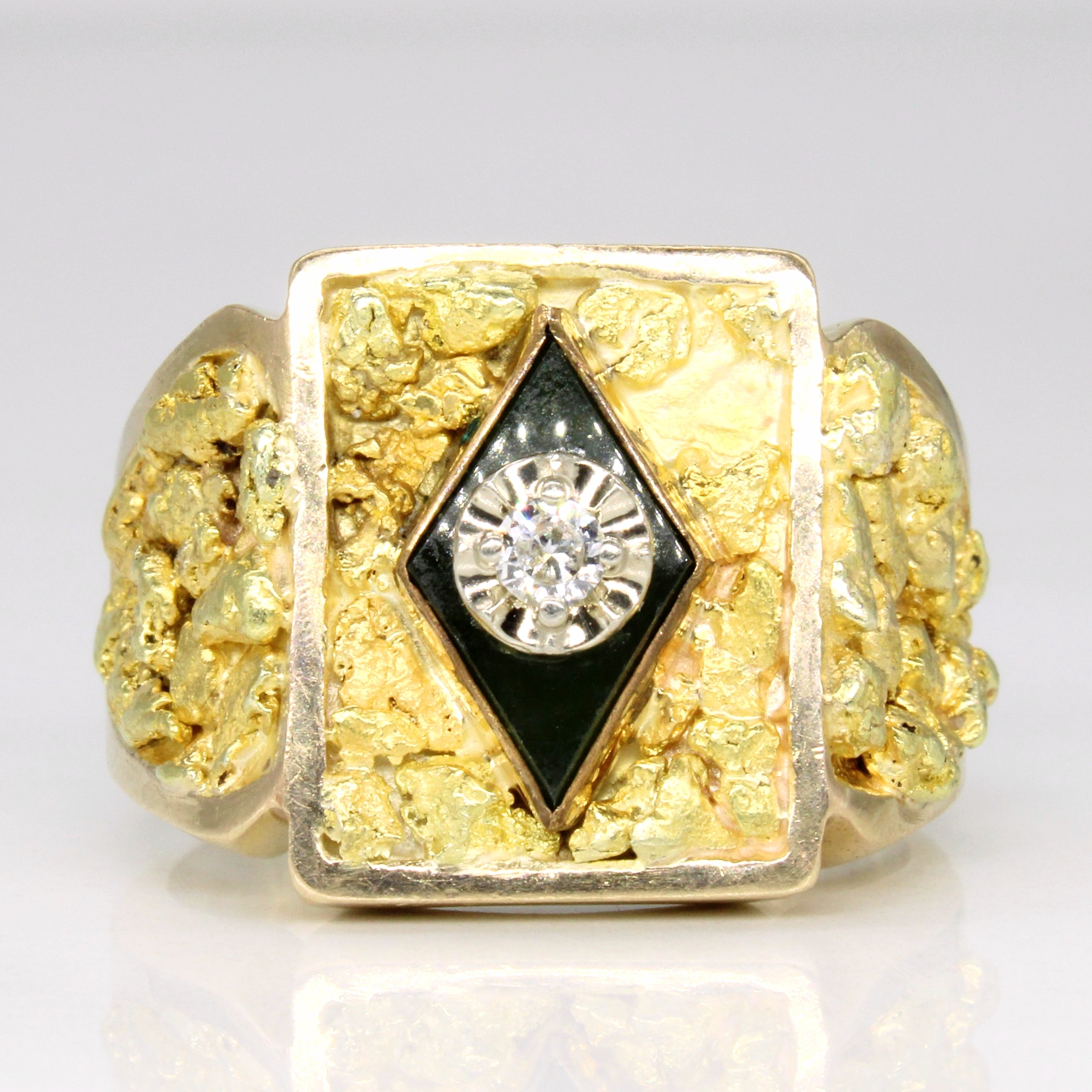 Green Agate & Diamond Cocktail Ring | 0.50ct, 0.08ct | SZ 11.25 |