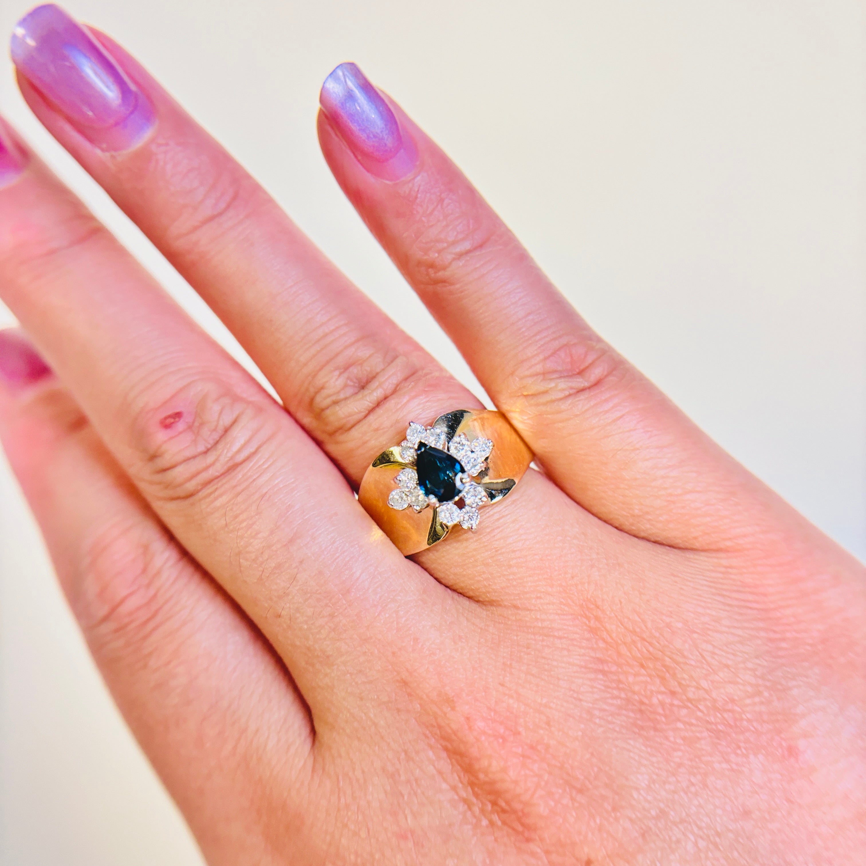 14k Yellow Gold Sapphire & Diamond Ring | 0.90ctw, 0.45ctw | SZ 7.25