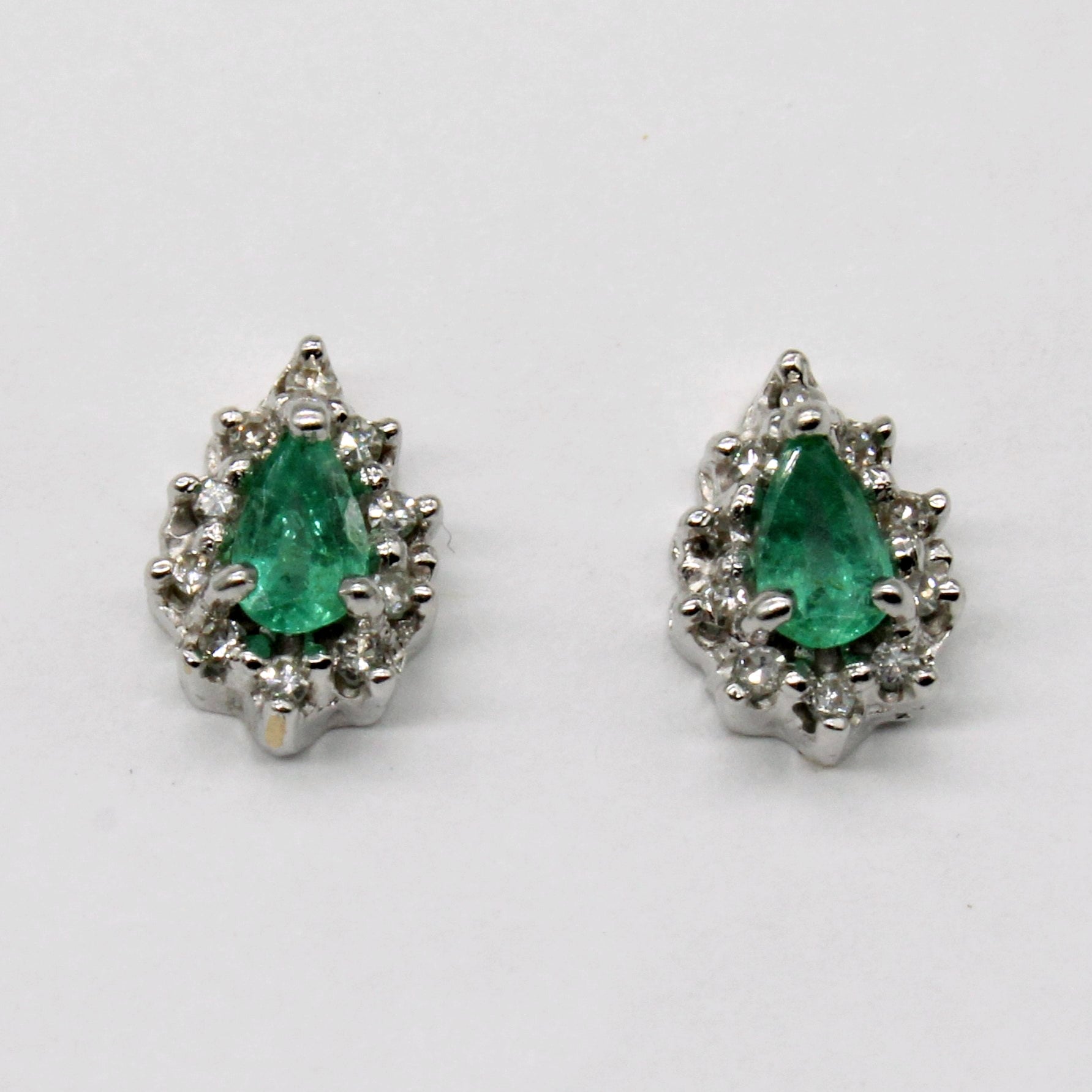 Emerald & Diamond Halo Earrings | 0.30ctw, 0.20ctw |