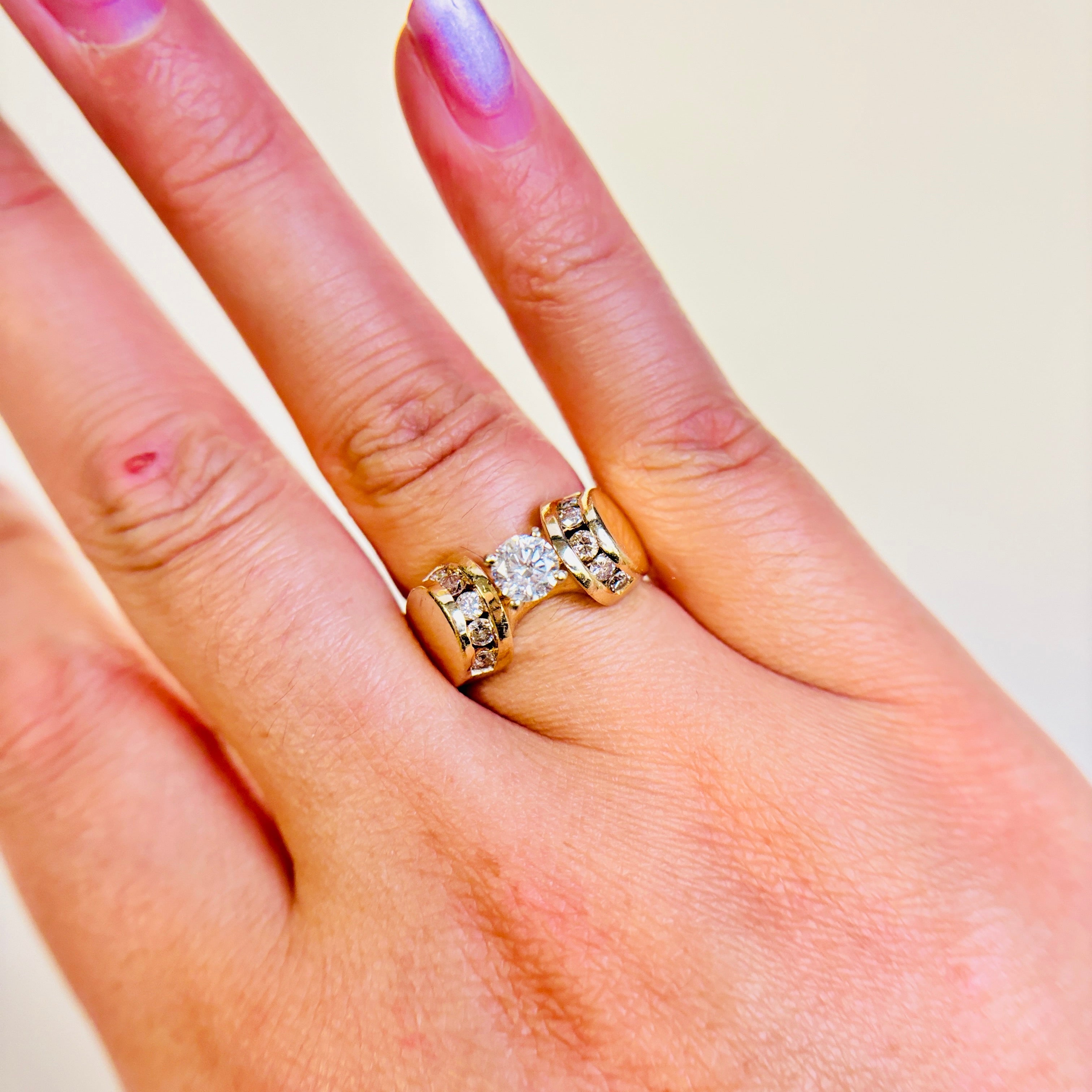 14k Yellow Gold High Set Diamond Engagement Ring | 0.83ctw | SZ 6.5