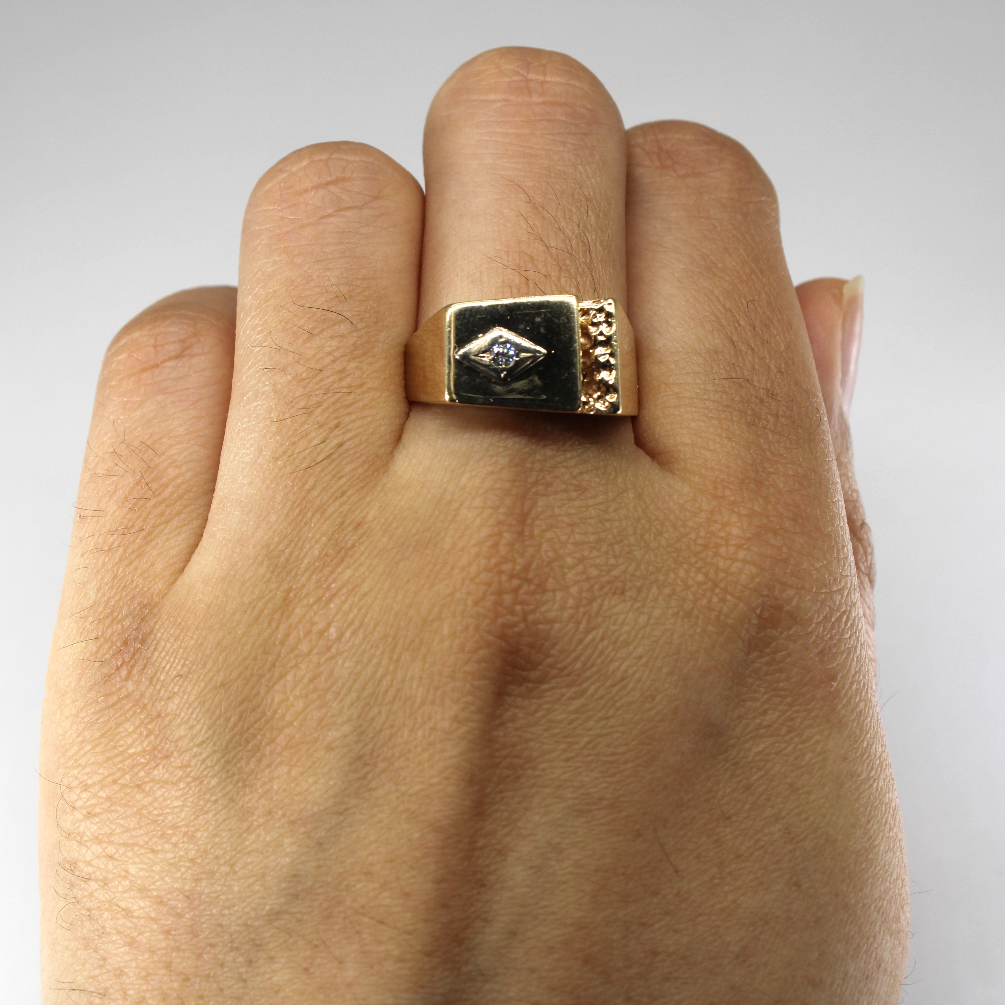 Textured Solitaire Diamond Ring | 0.03ct | SZ 8.5 |