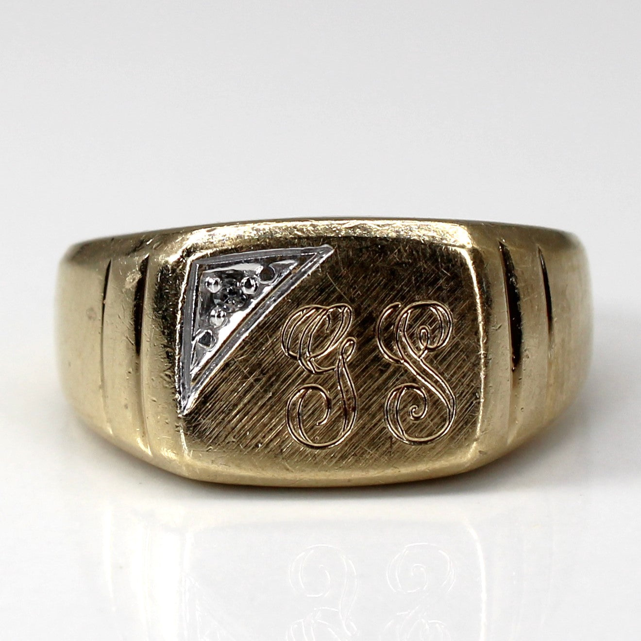 Diamond Signet Gold Ring | 0.01ct | SZ 5.5 |