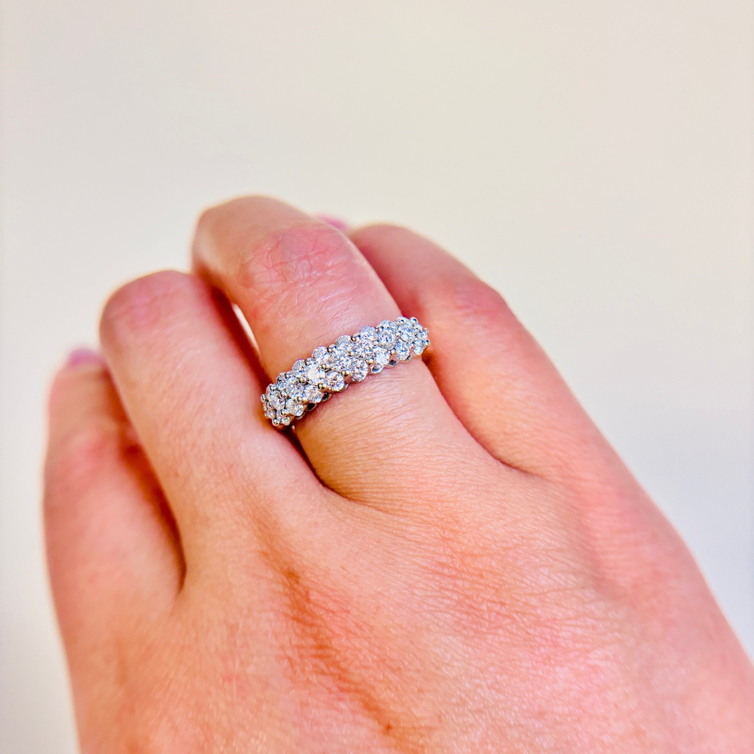 14k Yellow Gold Triple Row Diamond Ring | 0.93ctw | SZ 7