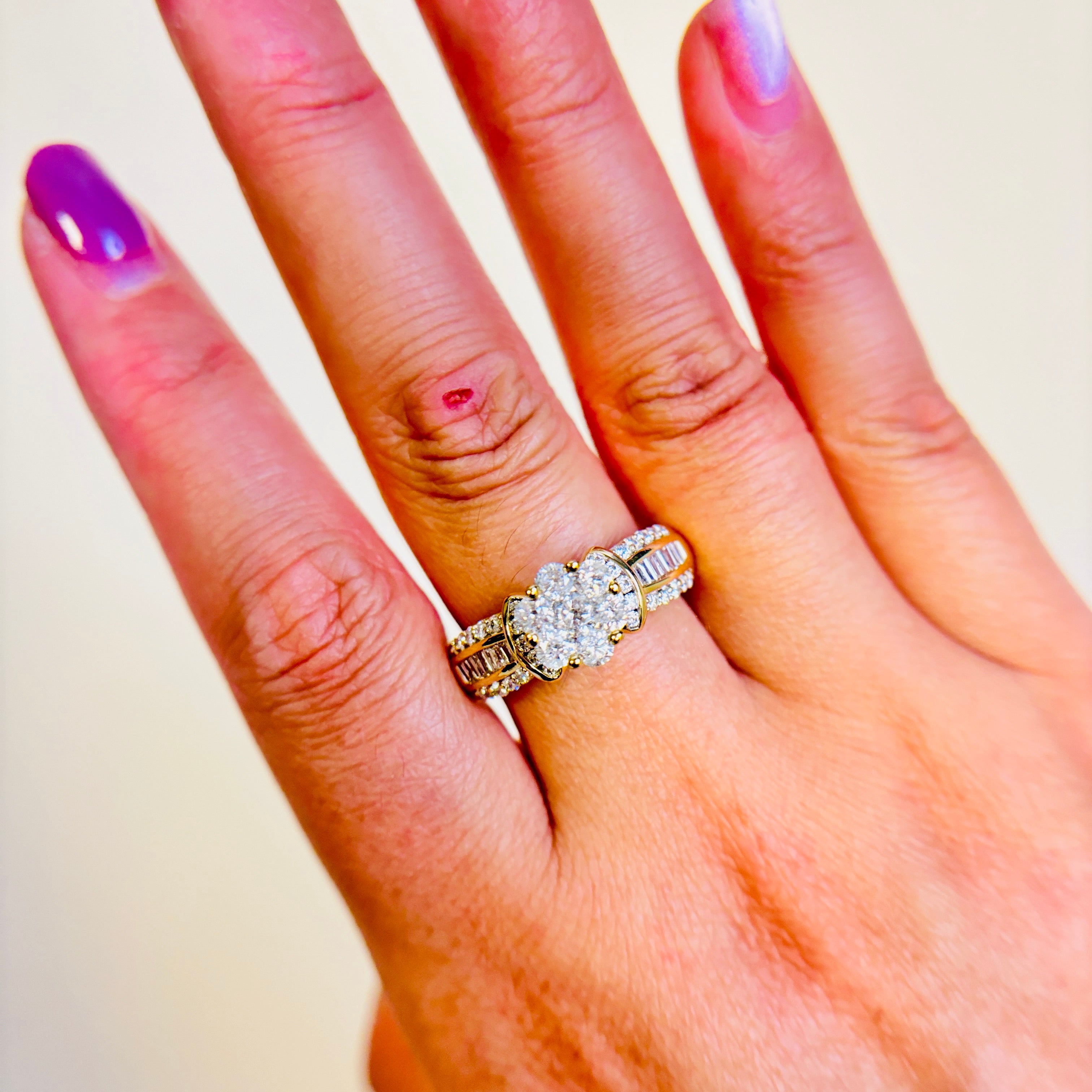 14k Yellow Gold Cluster Diamond Engagement Ring | 1.37ctw | SZ 8.5