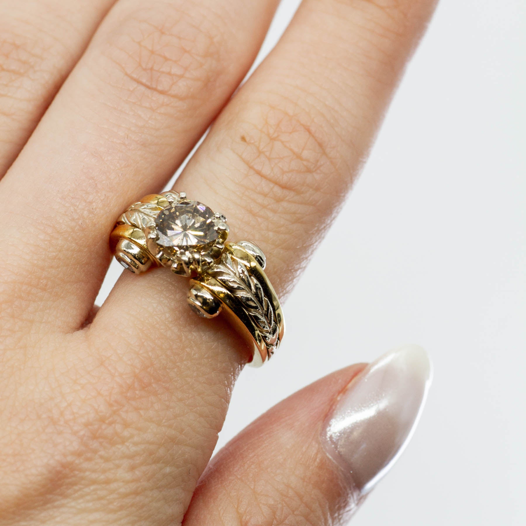 Bague de fiançailles en diamant champagne | 1,64 ct, taille 6,75 |