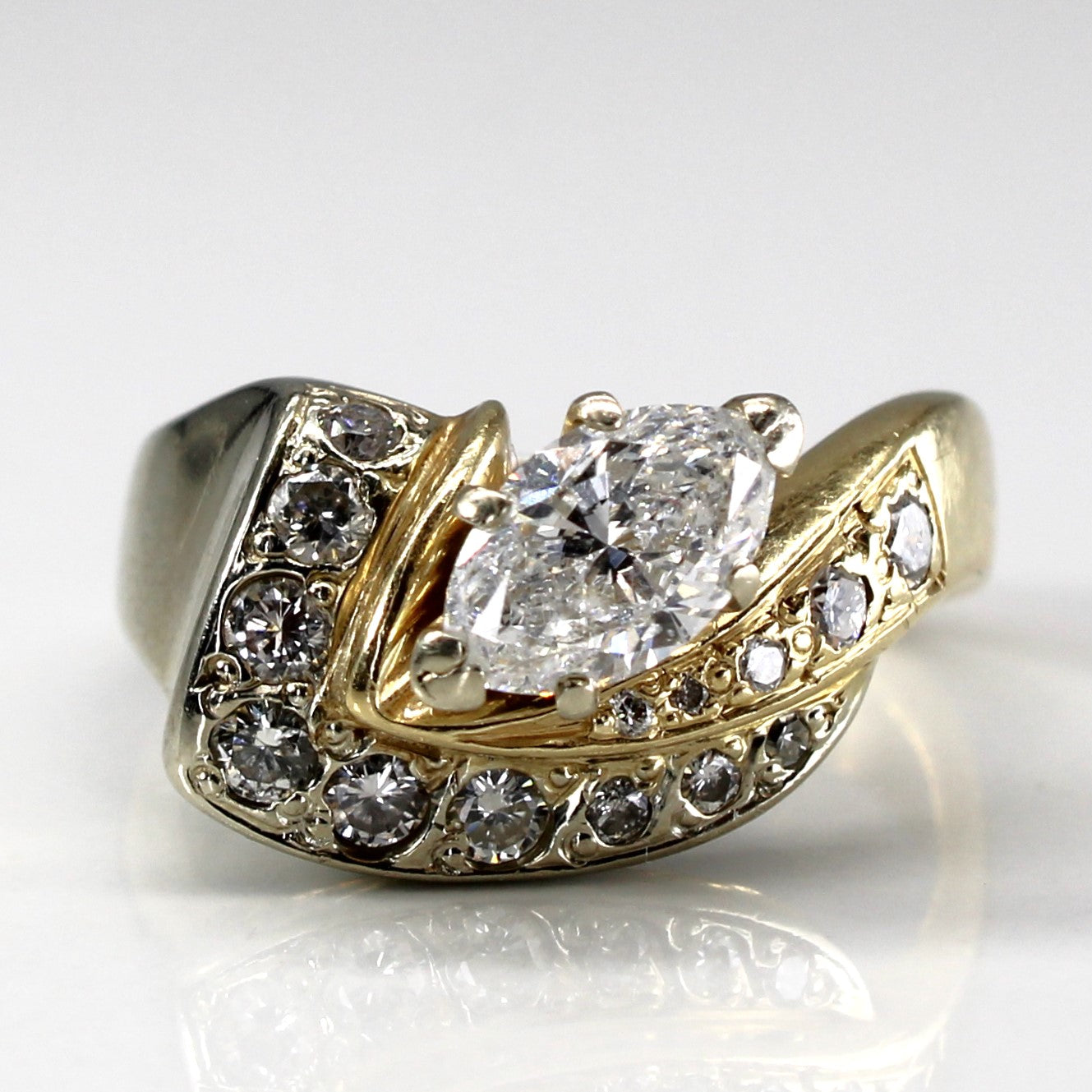 Bypass Marquise Diamond Engagement Ring | 1.20ctw SI2 D | SZ 6.5 |