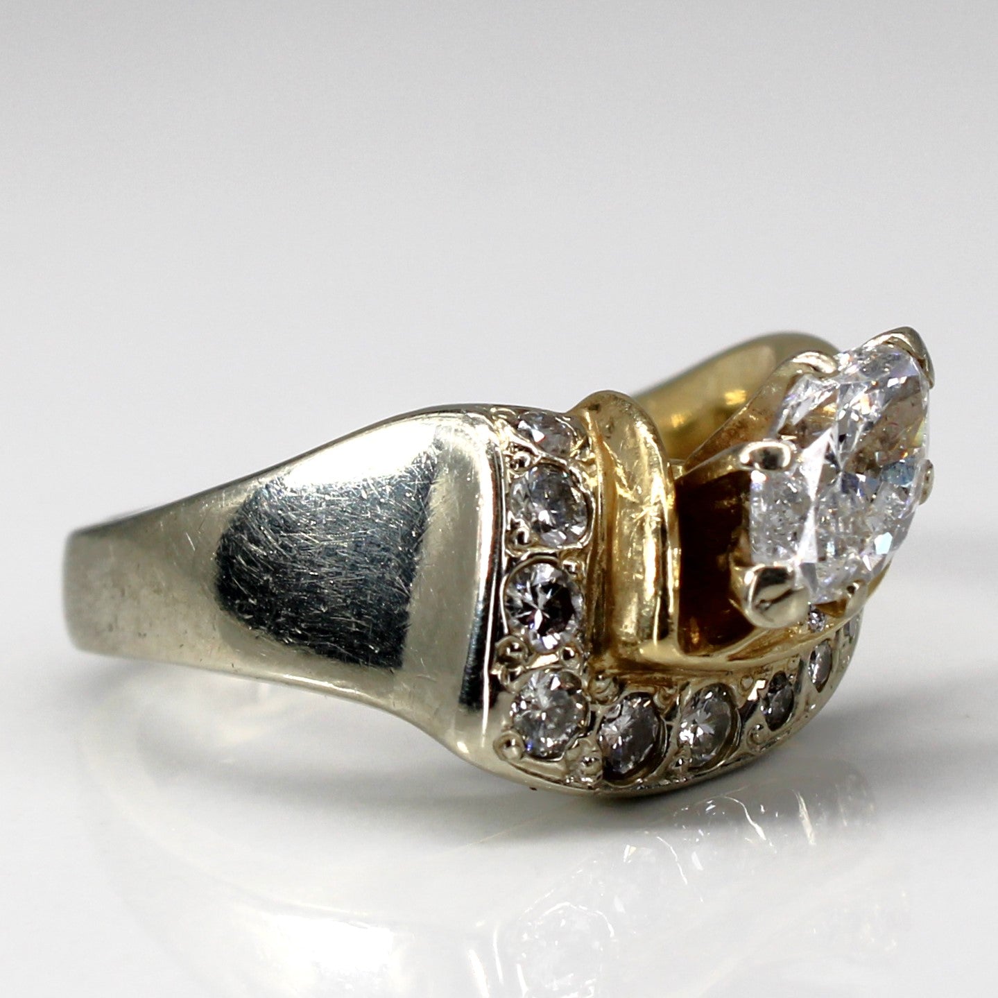 Bypass Marquise Diamond Engagement Ring | 1.20ctw SI2 D | SZ 6.5 |