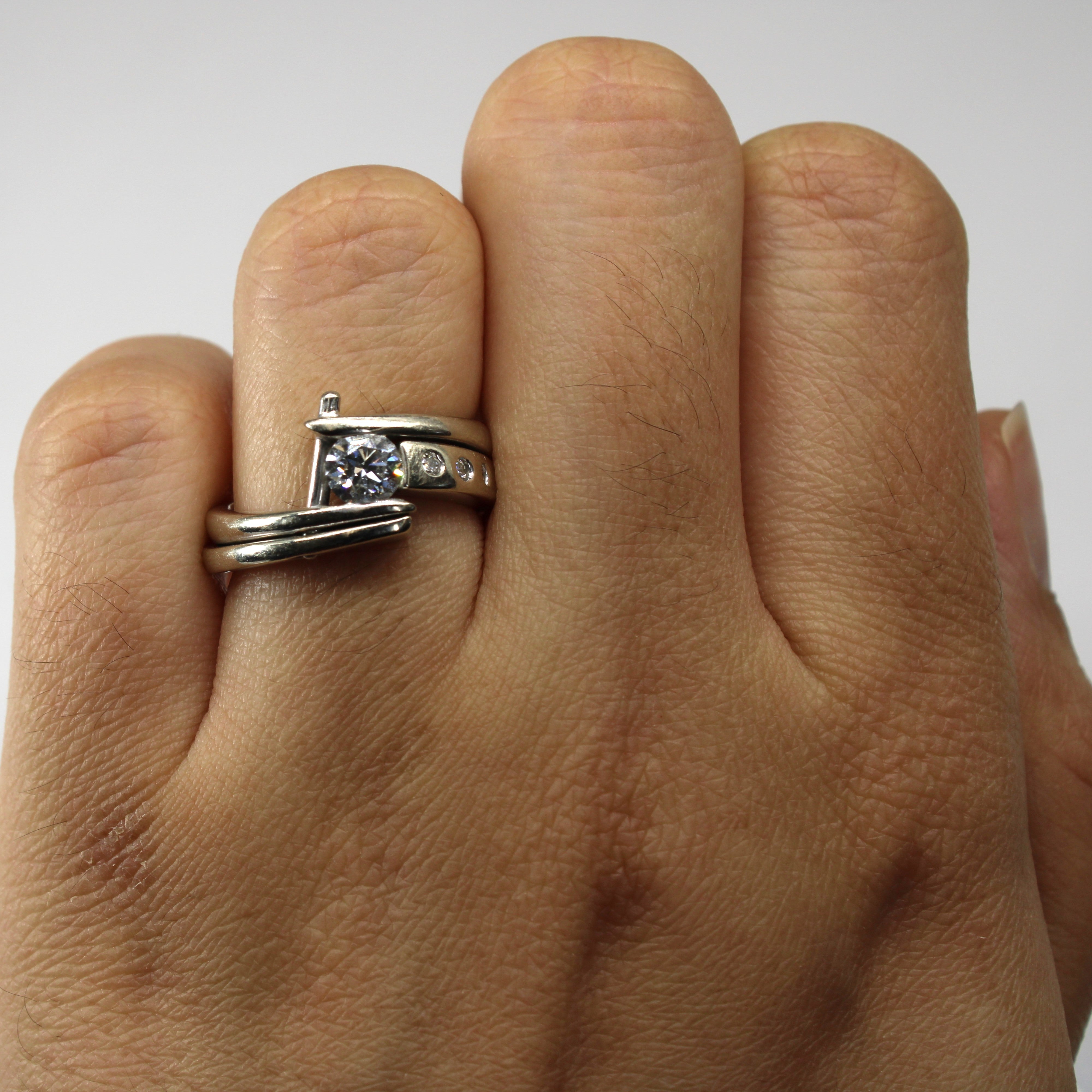 Bypass Diamond Engagement Ring Set | 0.56ctw VS2 G | SZ 6 |