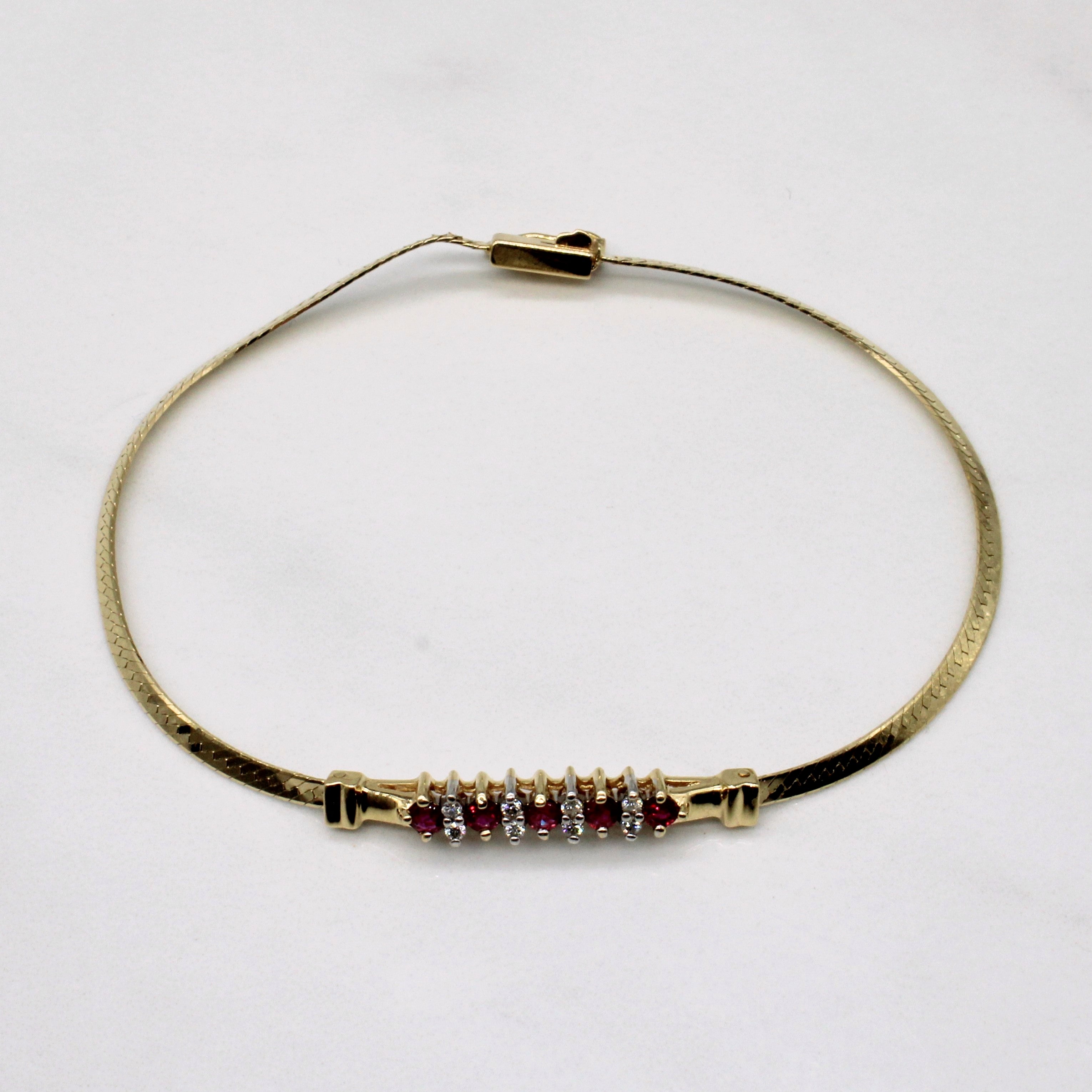 Ruby & Diamond Bracelet | 0.18ctw, 0.08ctw | 7" |