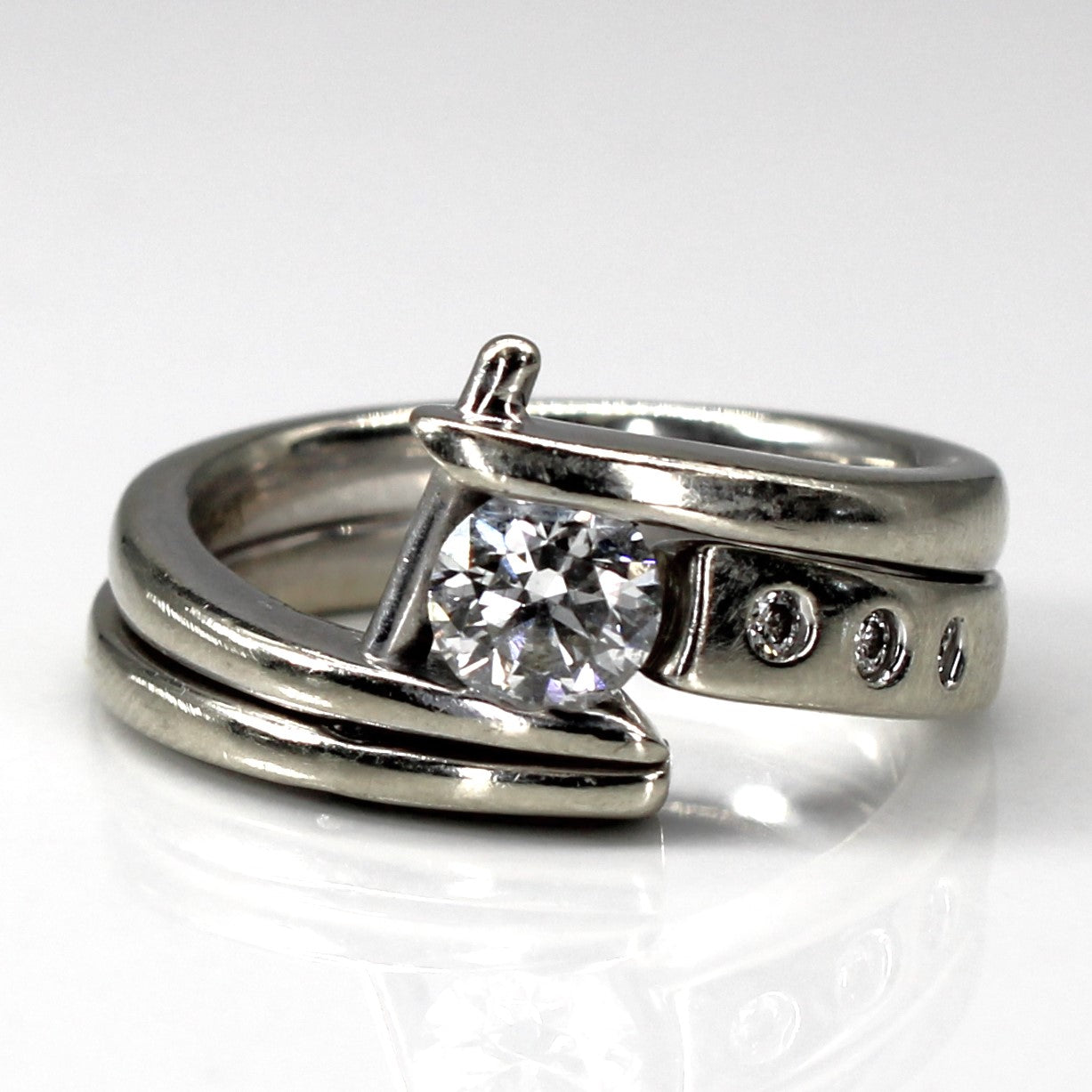 Bypass Diamond Engagement Ring Set | 0.56ctw VS2 G | SZ 6 |