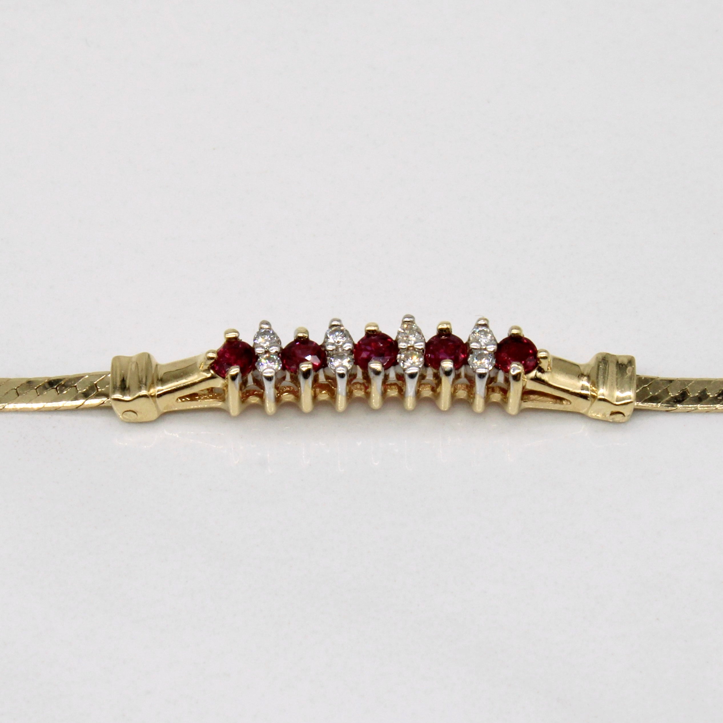 Ruby & Diamond Bracelet | 0.18ctw, 0.08ctw | 7" |