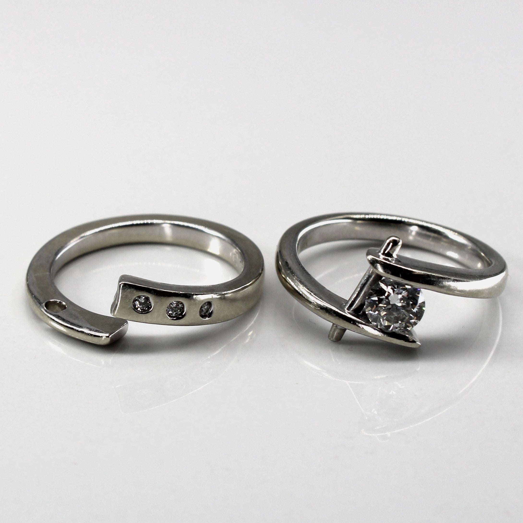 Bypass Diamond Engagement Ring Set | 0.56ctw VS2 G | SZ 6 |