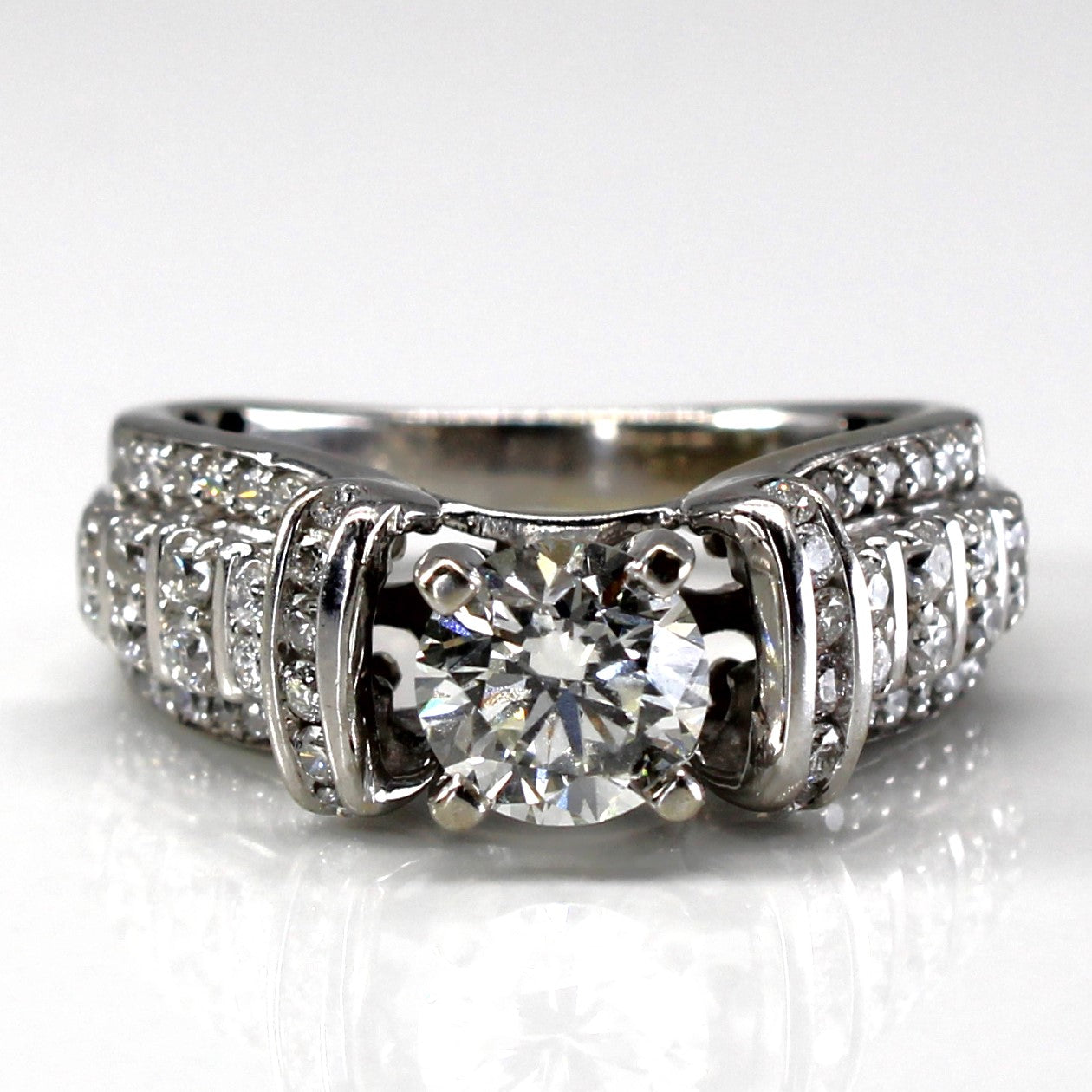 Offset Cluster Diamond Engagement Ring | 1.31ctw VS1 I/J | SZ 5.5 |
