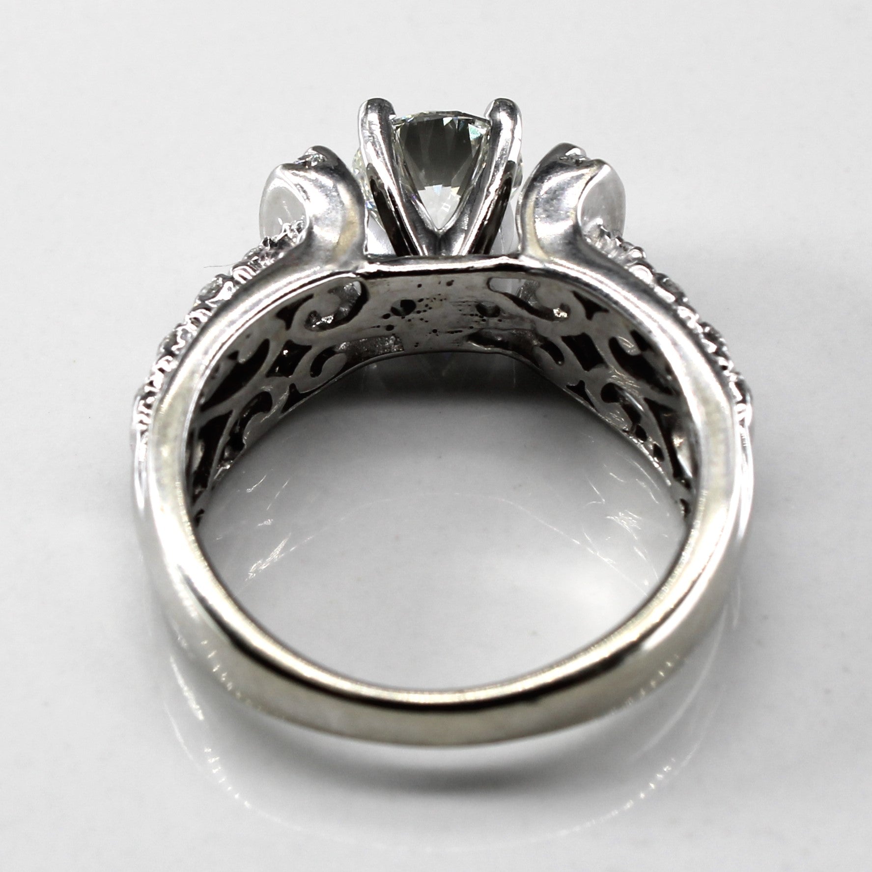 Offset Cluster Diamond Engagement Ring | 1.31ctw VS1 I/J | SZ 5.5 |