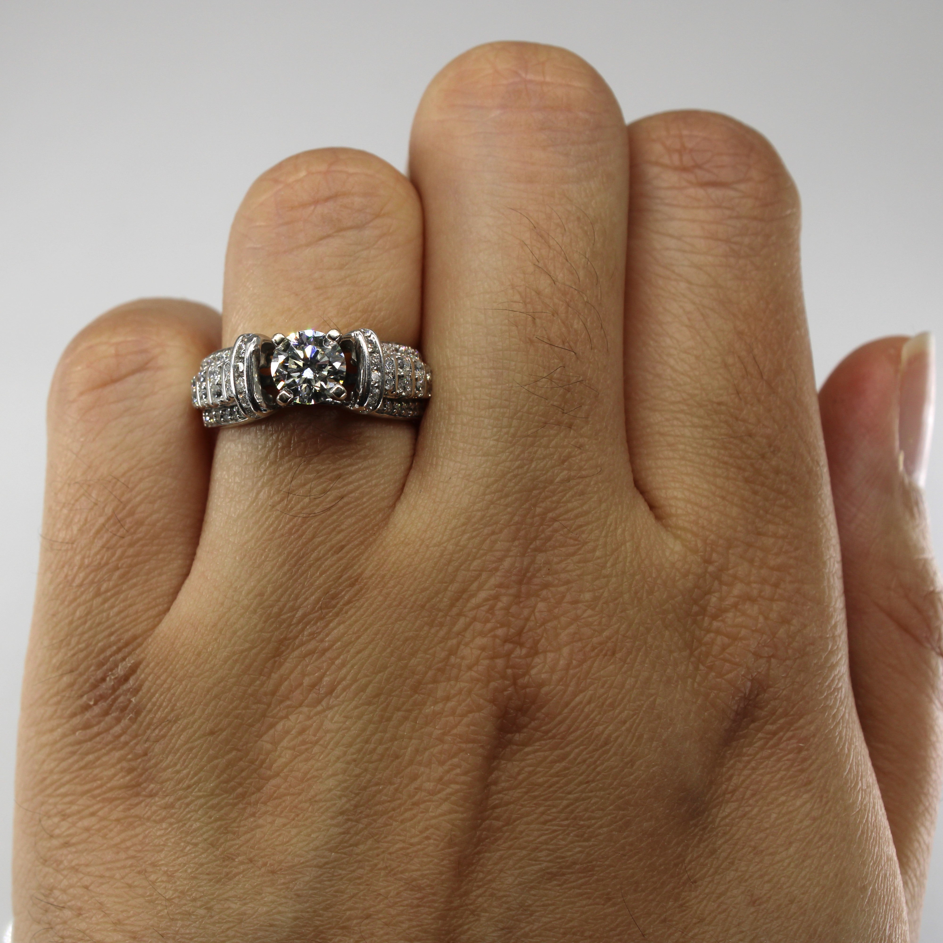 Offset Cluster Diamond Engagement Ring | 1.31ctw VS1 I/J | SZ 5.5 |