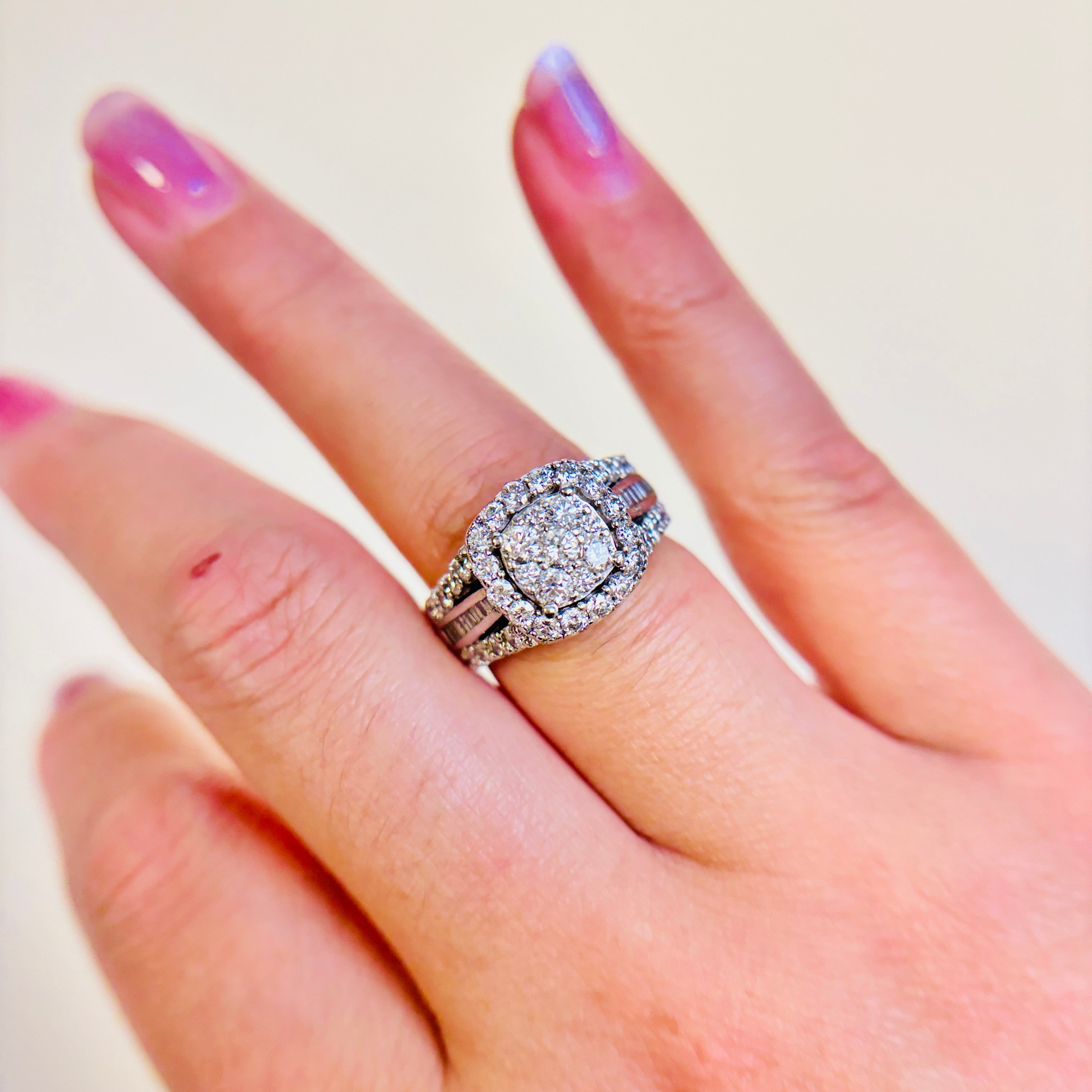 10k White Gold Cushion Shaped Diamond Ring | 1.48ctw | SZ 5.5
