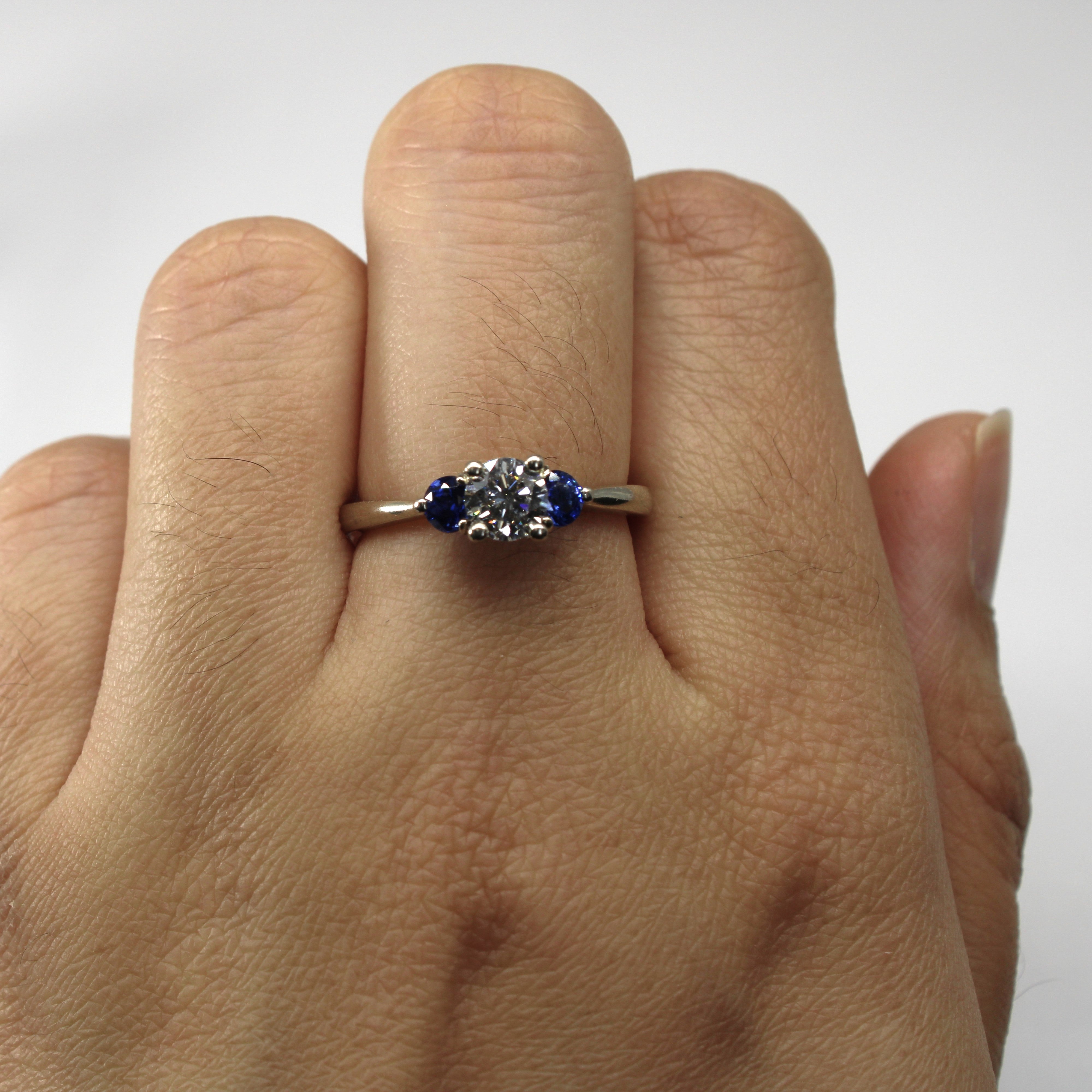 GIA Certified Three Stone Diamond & Sapphire Ring | 0.51ct | 0.44ctw | SZ 7 |