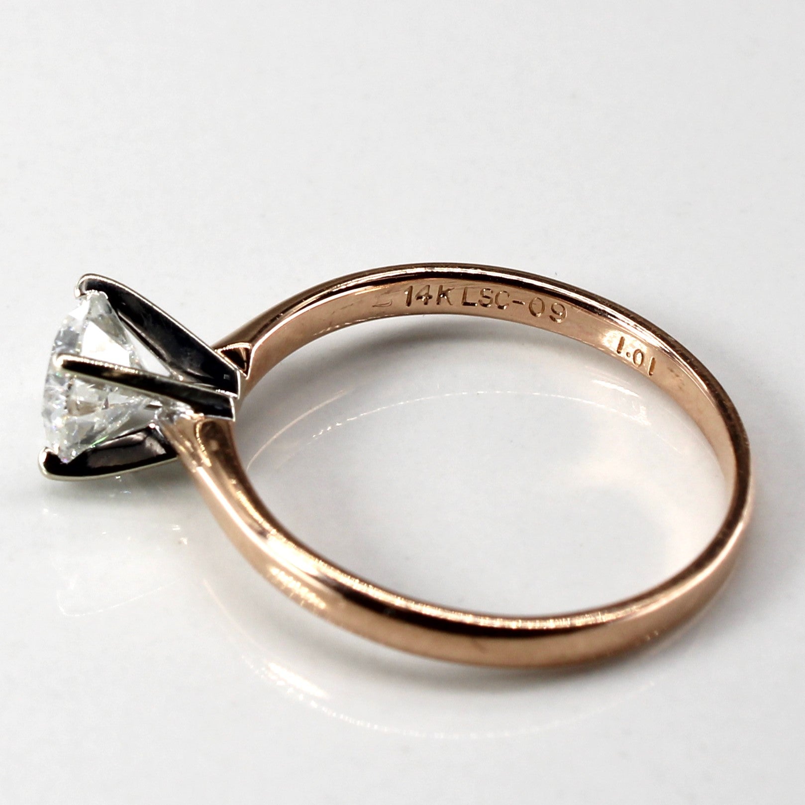 Rose Gold Solitaire Diamond Engagement Ring | 1.01ct I2 H Ex | SZ 7.5 |