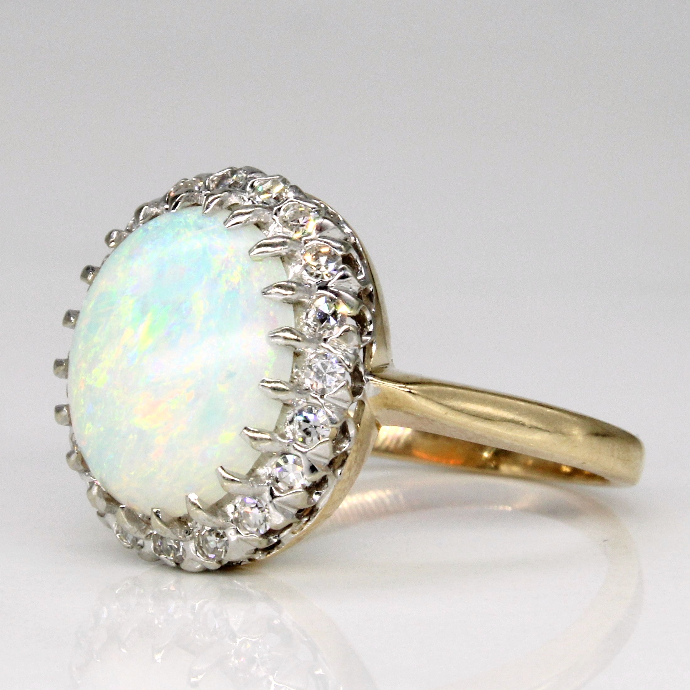 Opal & Diamond Halo Cocktail Ring | 2.70ct, 0.24ctw | SZ 6.75 |