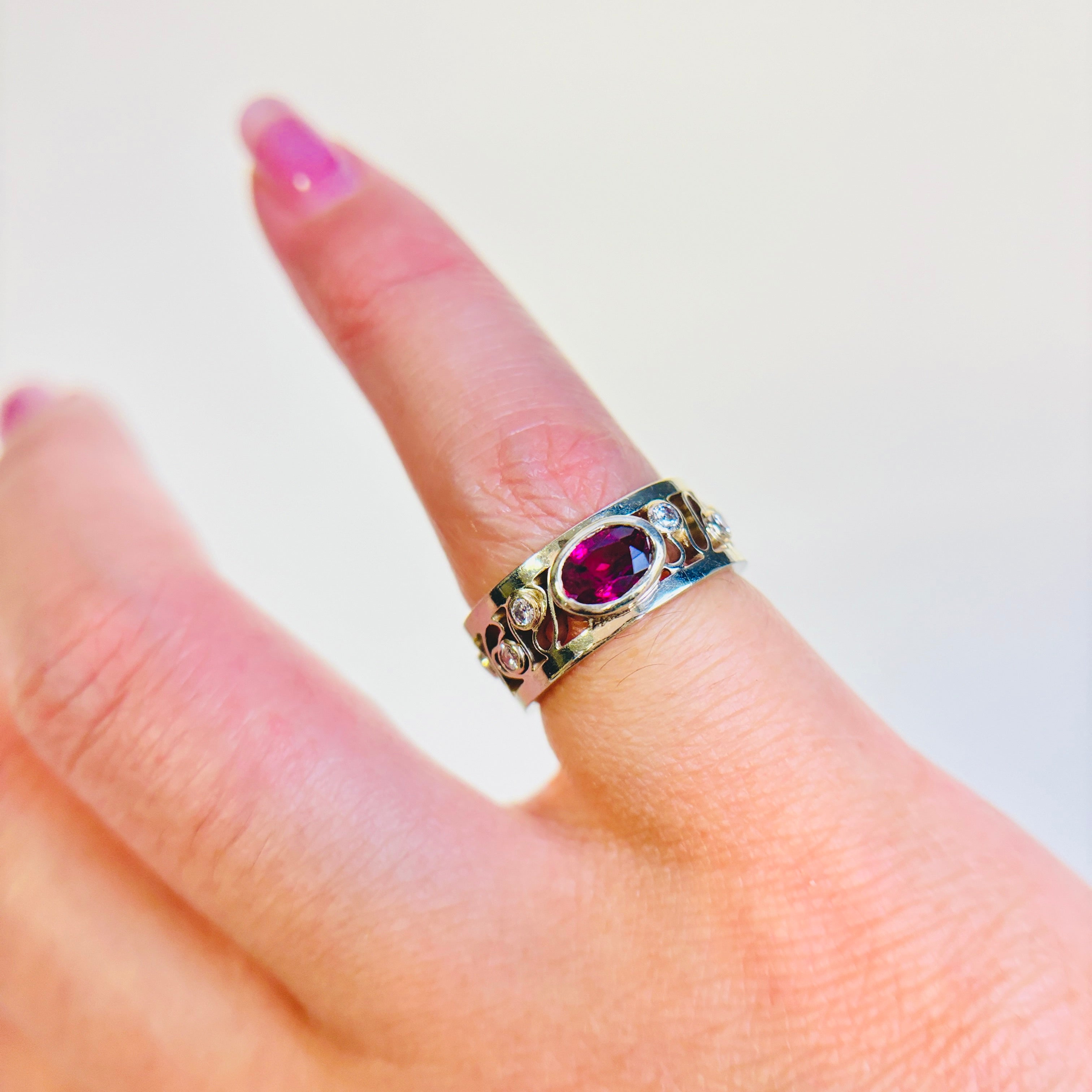 18k White Gold Ruby & Diamond Ring | 0.51ct, 0.16ctw | SZ 3.75