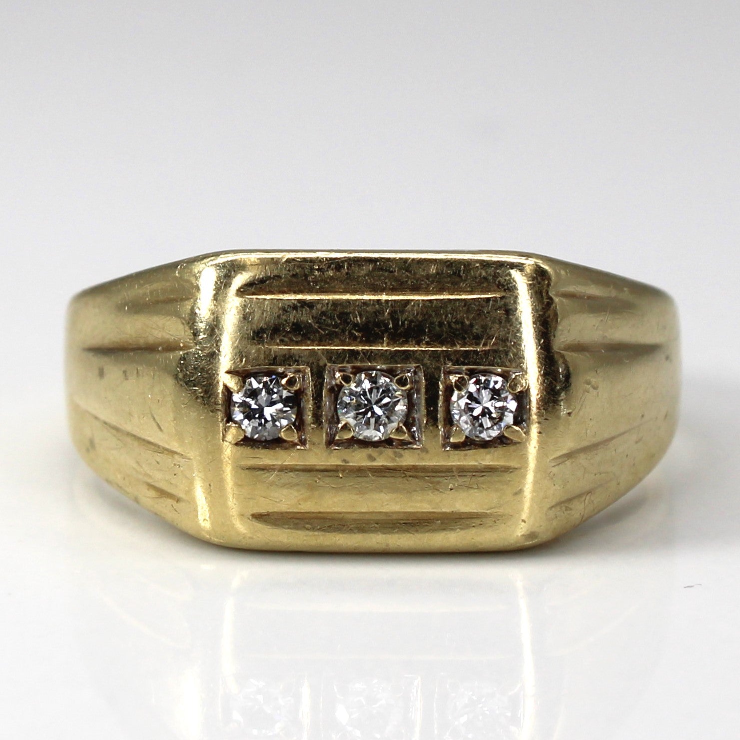 Grid Set Three Stone Diamond Ring | 0.12ctw | SZ 10.75 |