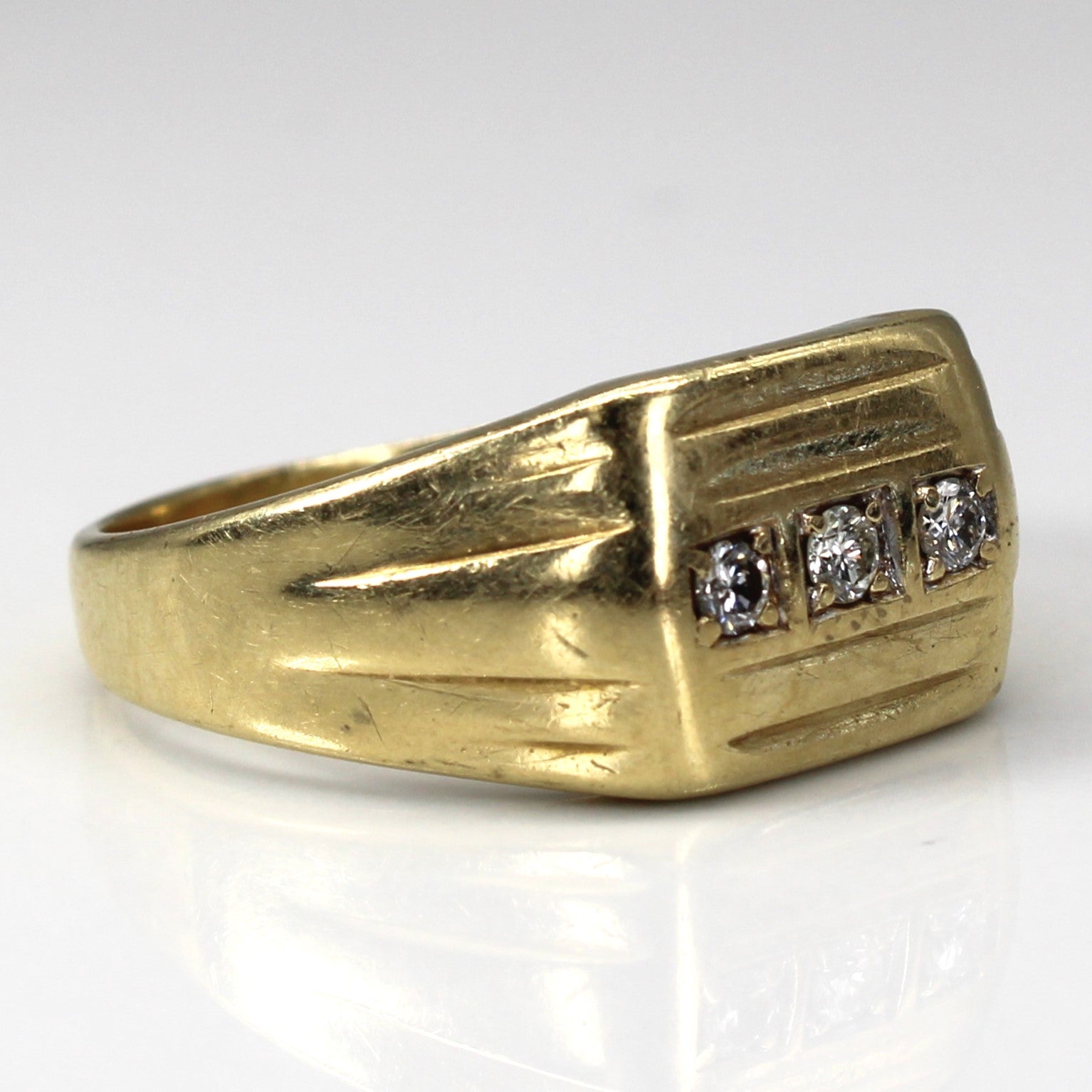 Grid Set Three Stone Diamond Ring | 0.12ctw | SZ 10.75 |