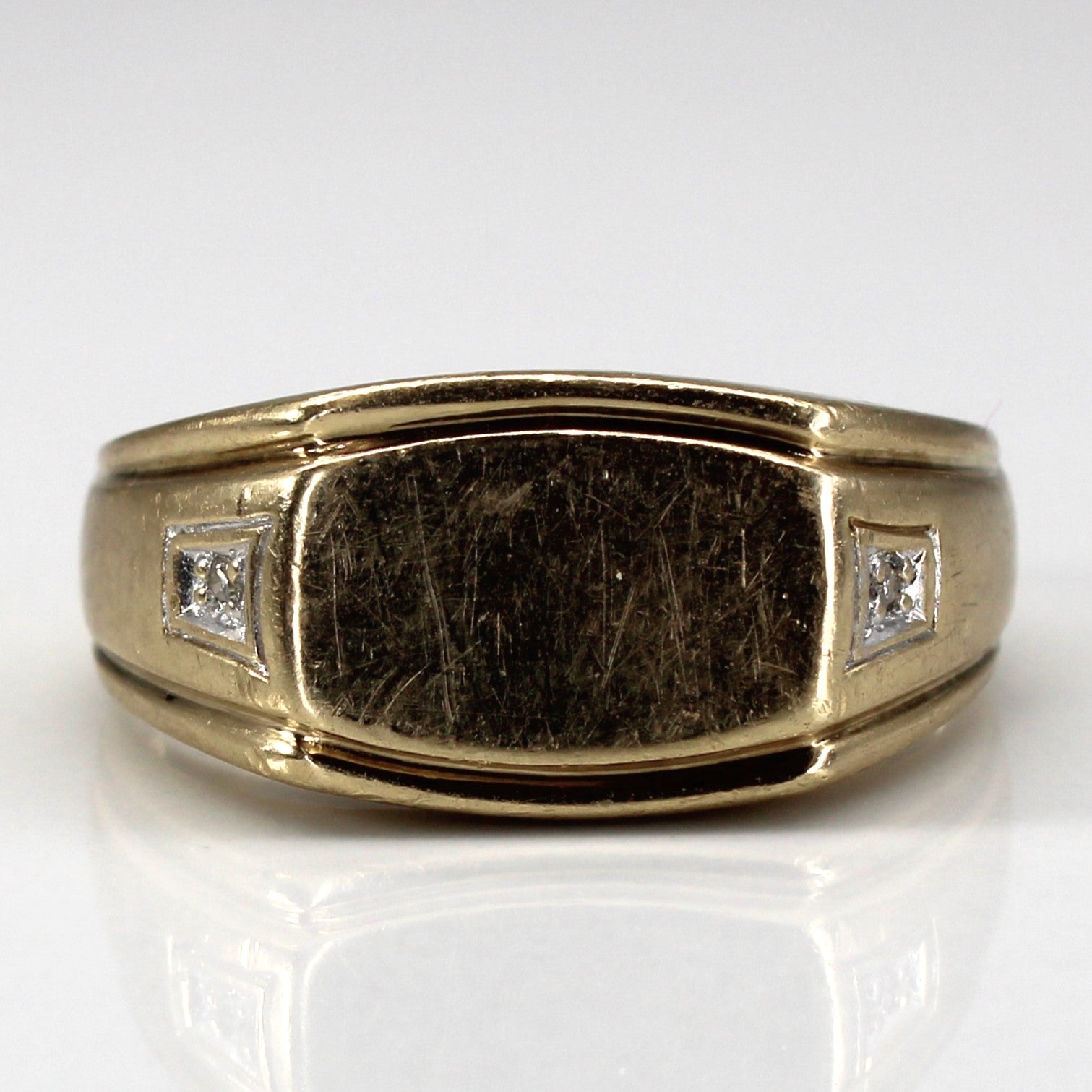 Diamond Signet Gold Ring | 0.02ctw | SZ 9.75 |