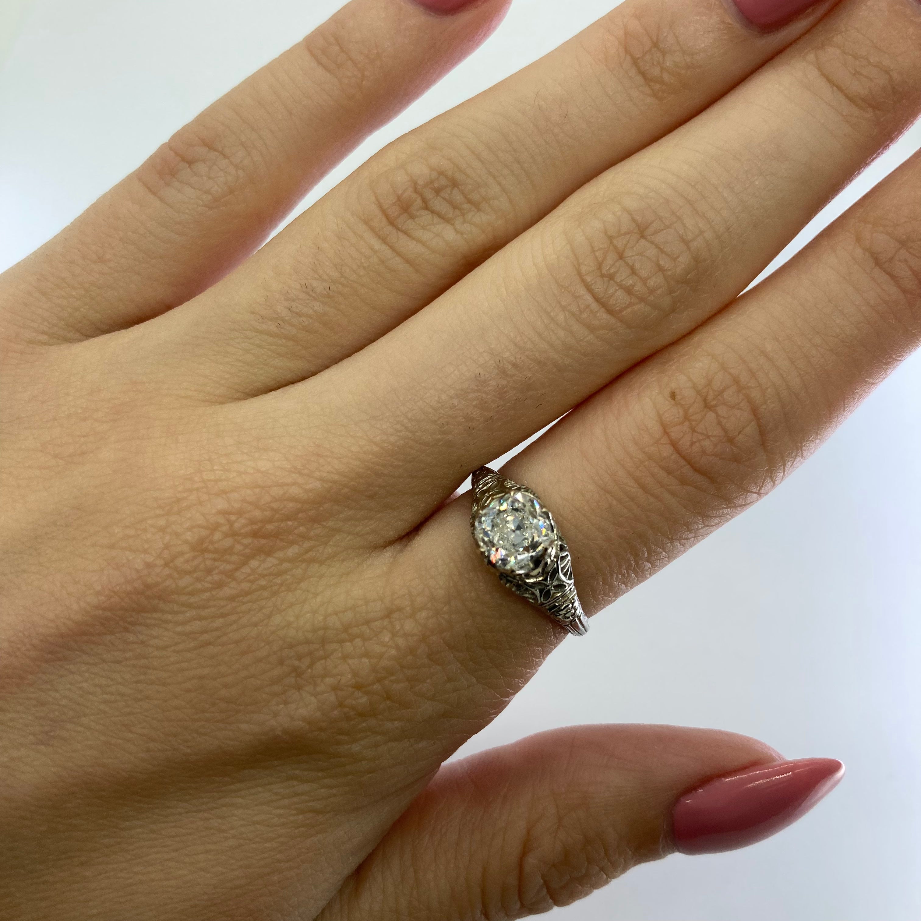 Solitaire Cushion Diamond Filigree Engagement Ring | 1.15ct | SZ 5.5 |