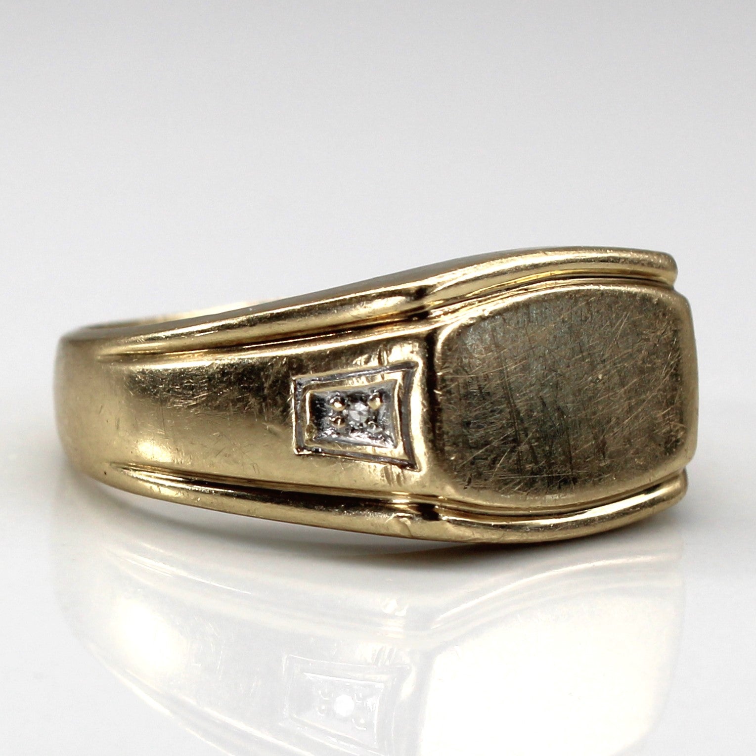 Diamond Signet Gold Ring | 0.02ctw | SZ 9.75 |