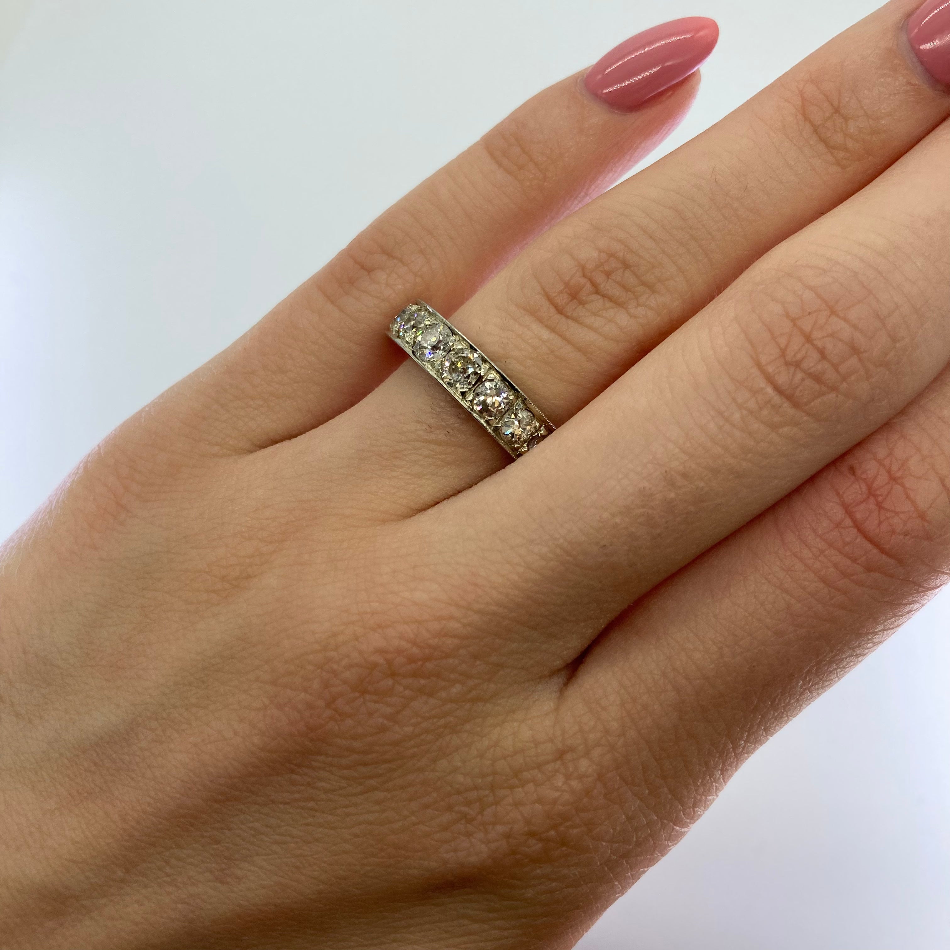 Art Deco-era Birks' Old Mine-cut Semi-Eternity Band | 1.04ctw | SZ 4.25 |
