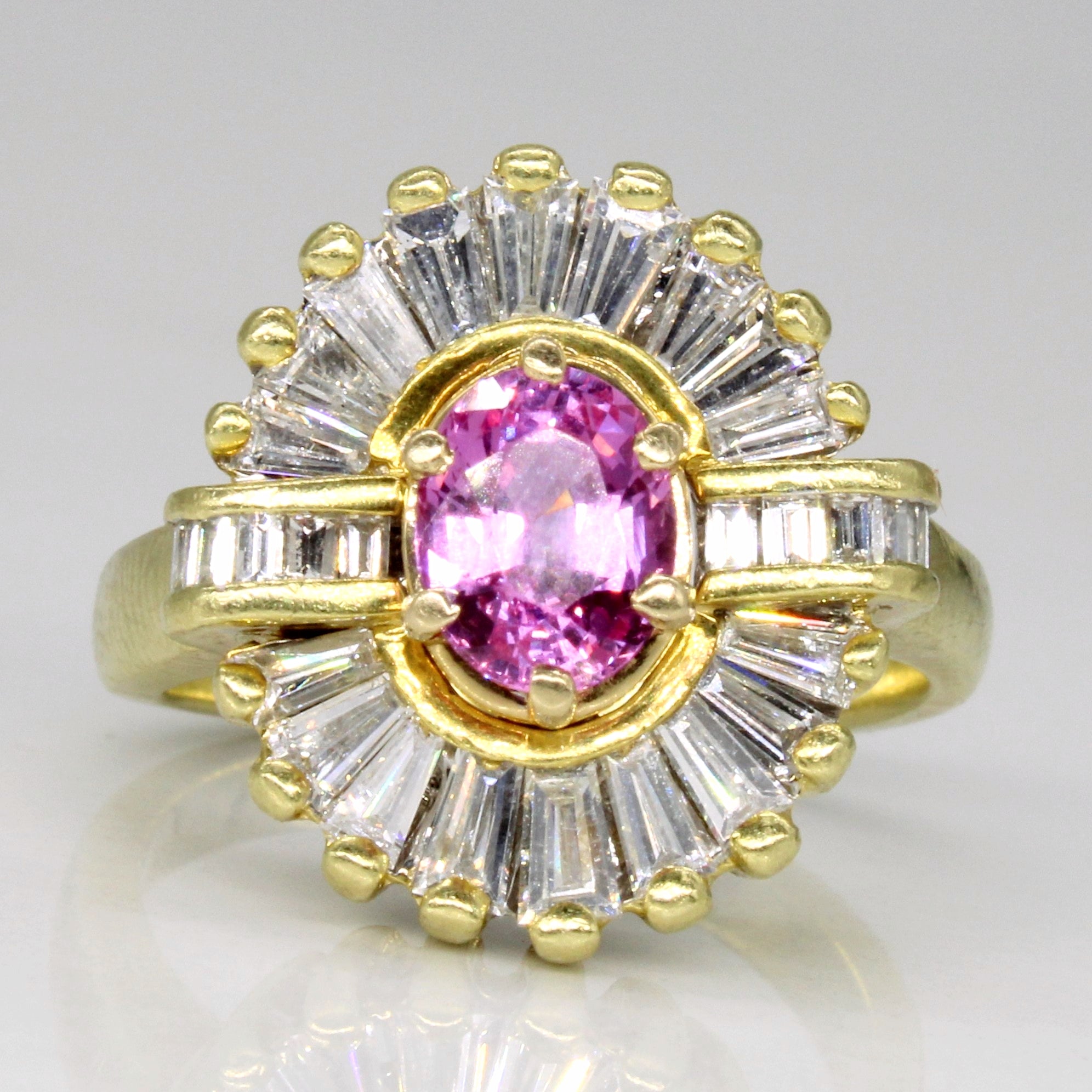 Synthetic Pink Sapphire & Diamond Cocktail Ring | 1.15ct, 0.70ctw | SZ 6.5 |