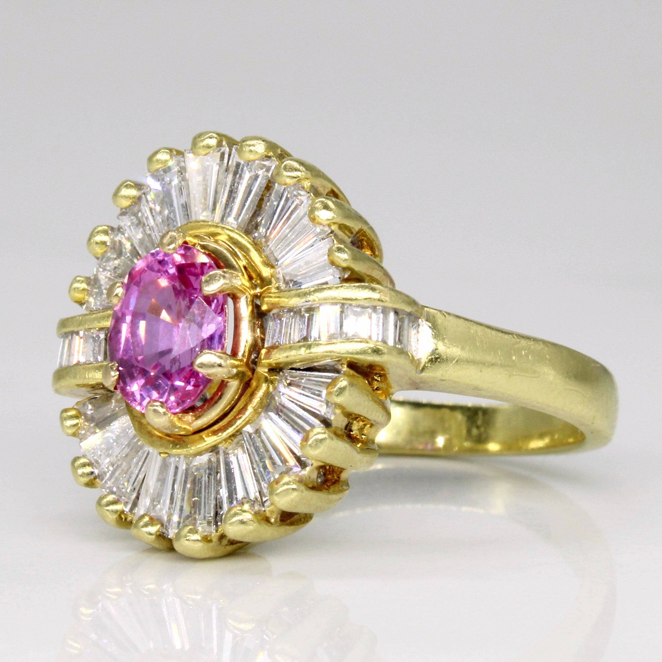 Synthetic Pink Sapphire & Diamond Cocktail Ring | 1.15ct, 0.70ctw | SZ 6.5 |