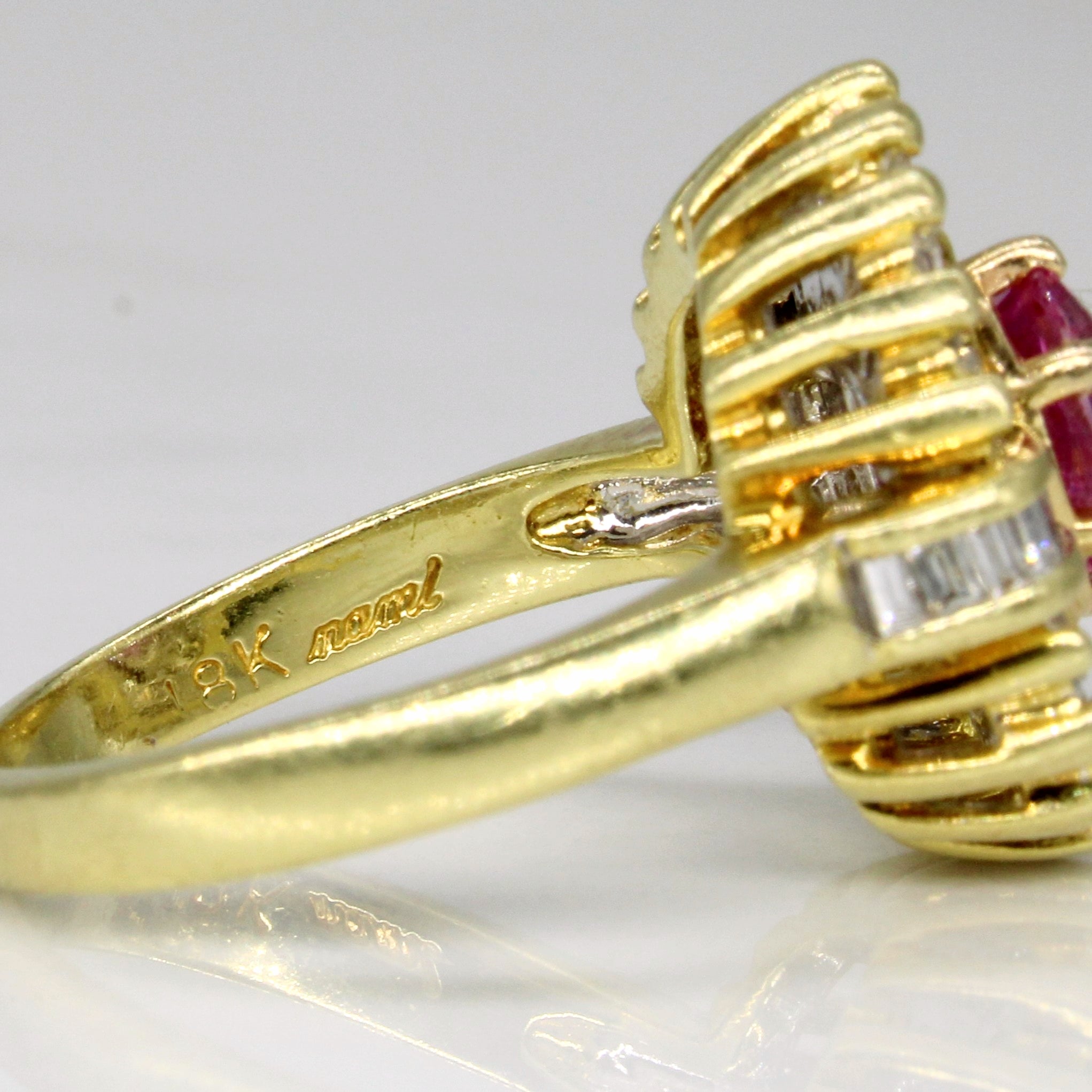 Synthetic Pink Sapphire & Diamond Cocktail Ring | 1.15ct, 0.70ctw | SZ 6.5 |