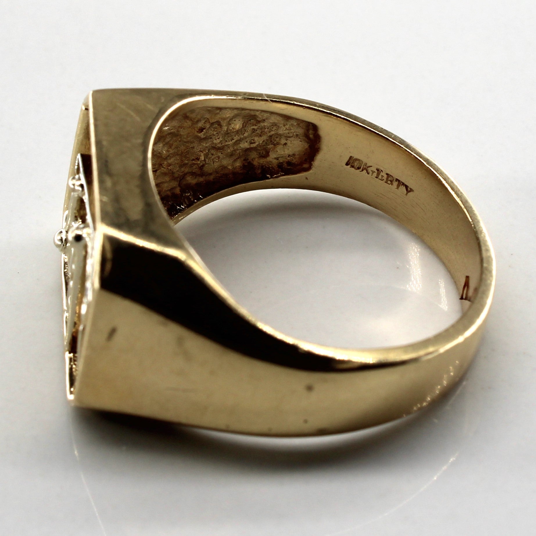 Diamond Heavy Gold Oil Rig Ring | 0.03ctw | SZ 11 |