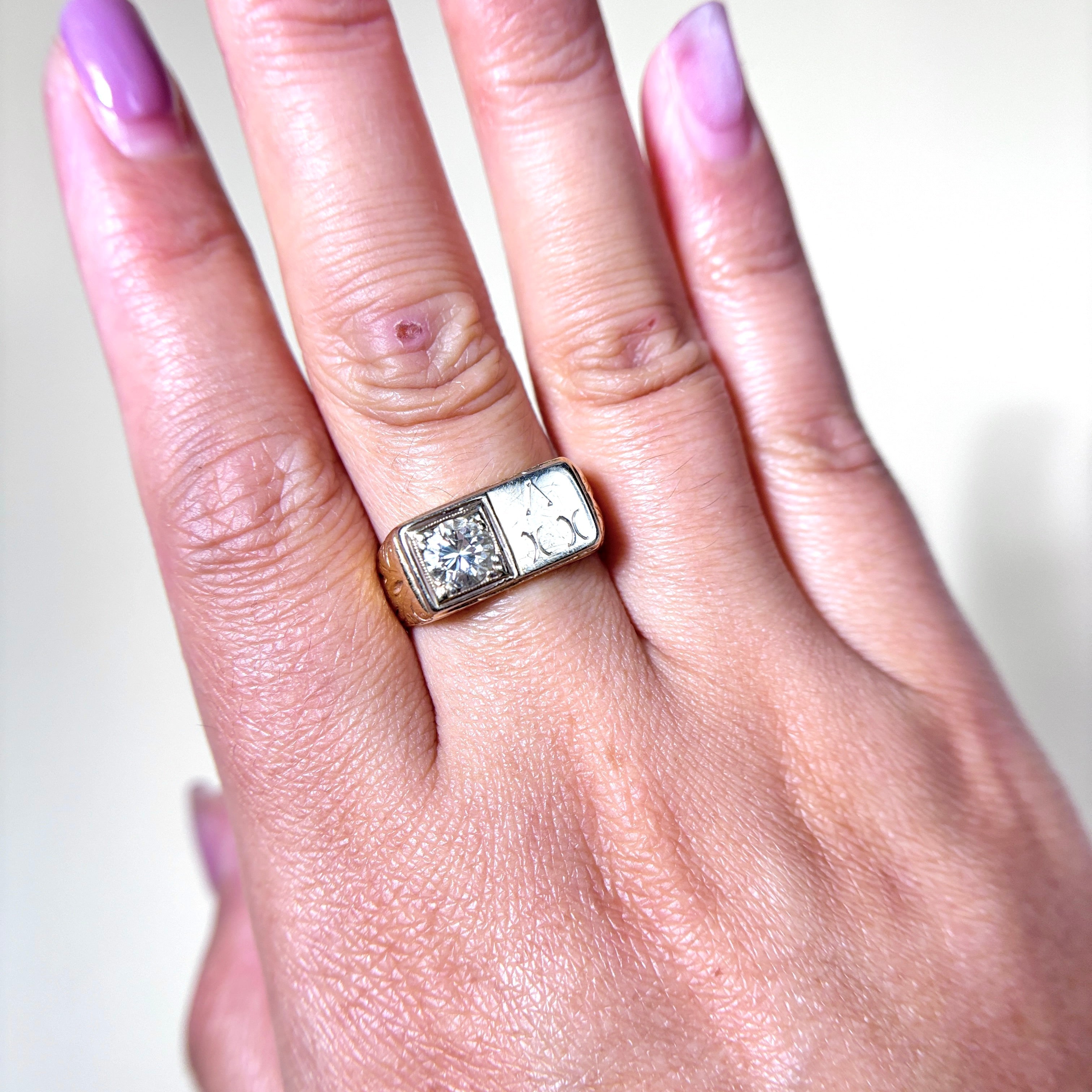 14k Yellow Gold Arthritic Shank Diamond Ring | 0.71ct | SZ 7.75