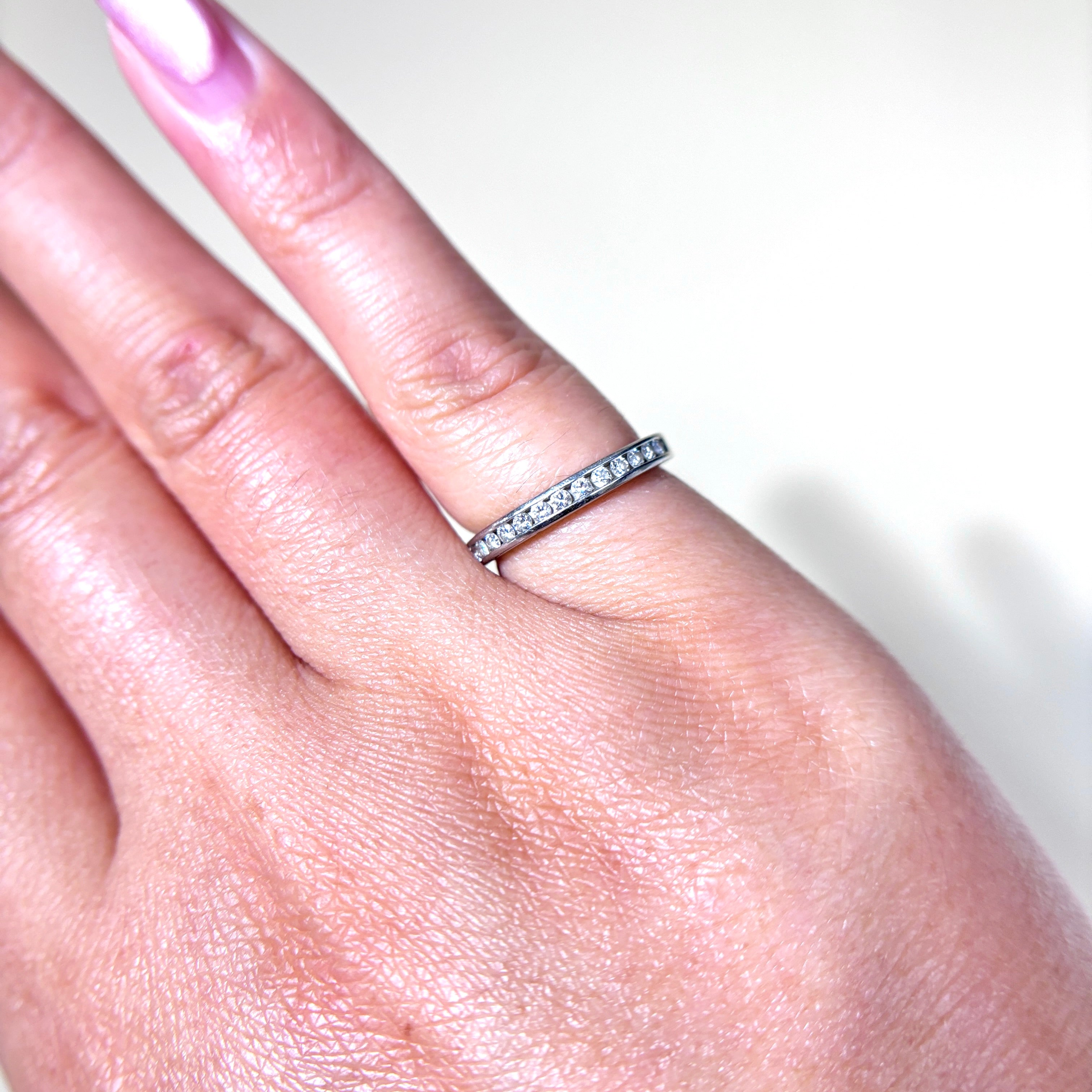 Tiffany & Co.' Platinum Tiffany Setting Wedding Band | 0.13ctw | SZ 4.5